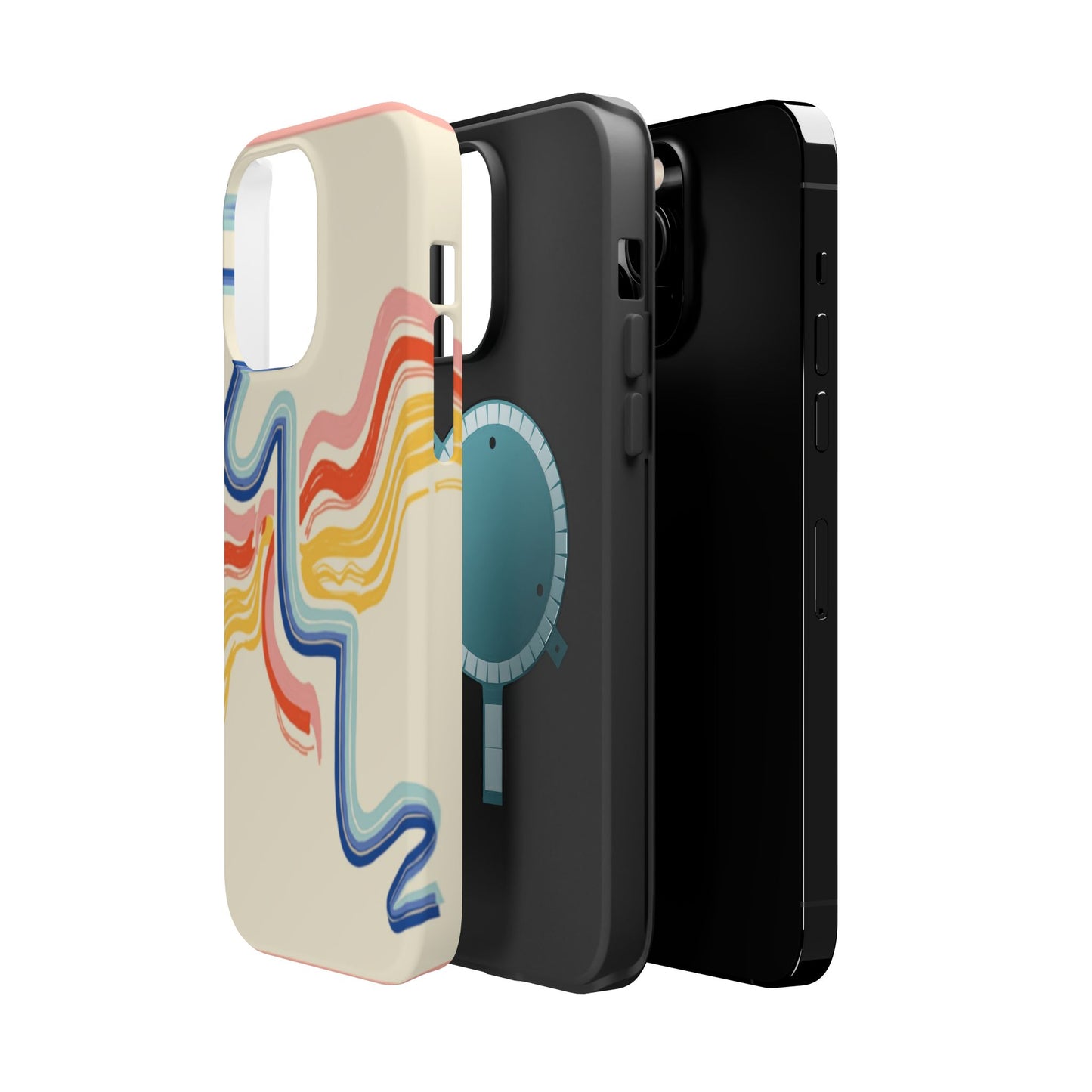Retro Wave iPhone Case - Aesthetic Streamline Design, Trendy Gift Idea