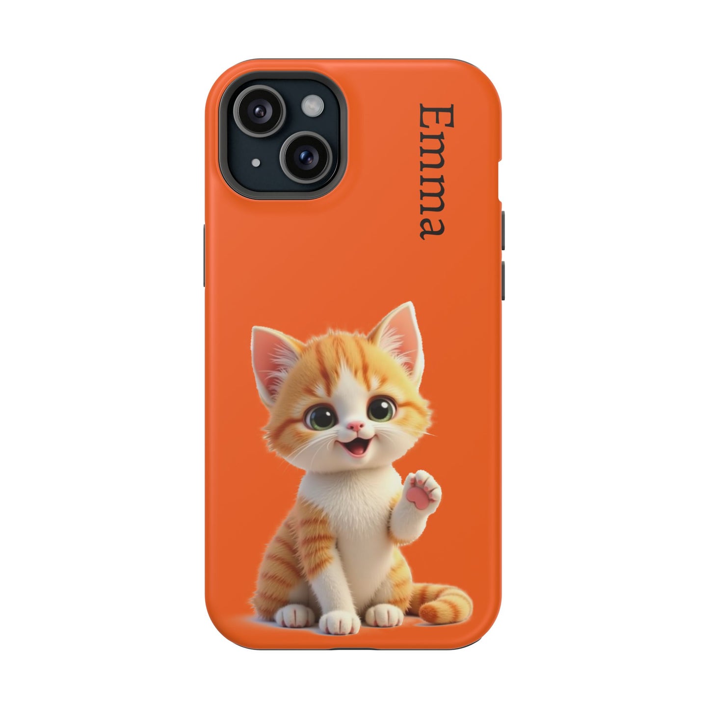 Personalized Orange Tabby Cat Phone Case - Custom Name Gift for Cat Lovers | Kawaii Kitten Cases for Girls & Women