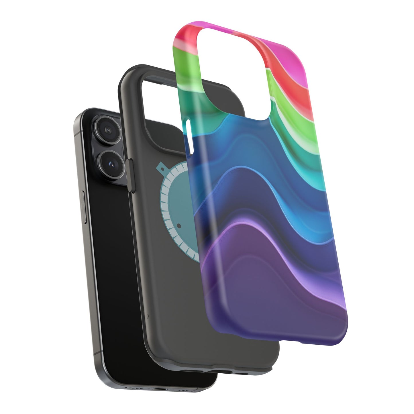 Rainbow Wave Phone Case - Aesthetic Ocean Design | iPhone 14-17 Cases | Nature Gifts for Her, Colorful Trendy Accessory