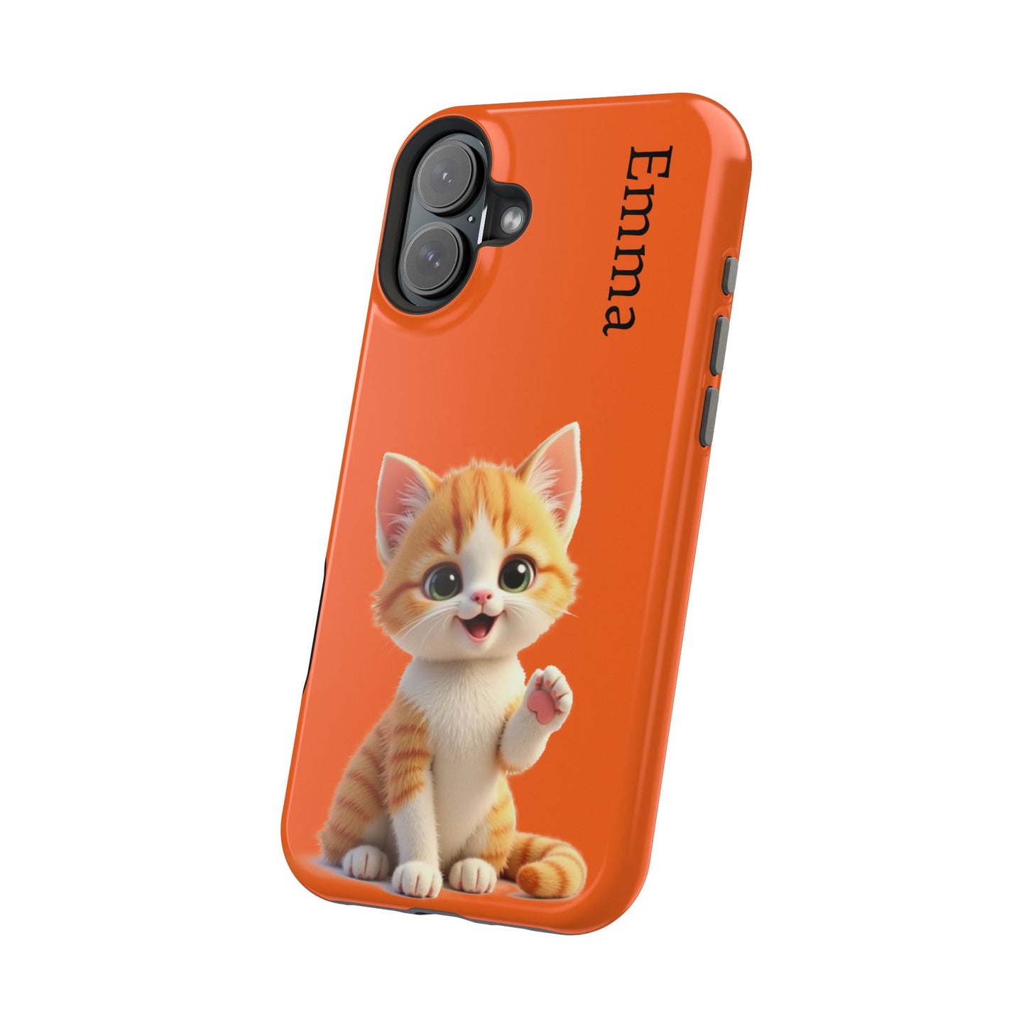 Personalized Orange Tabby Cat Phone Case - Custom Name Gift for Cat Lovers | Kawaii Kitten Cases for Girls & Women