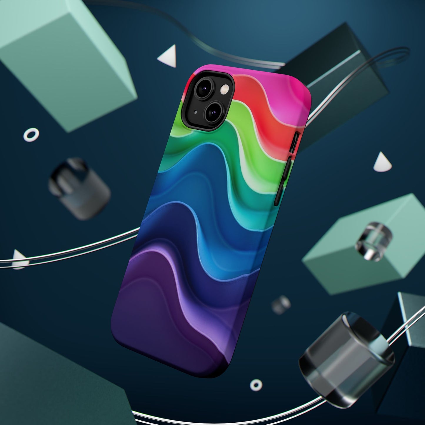 Rainbow Wave Phone Case - Aesthetic Ocean Design | iPhone 14-17 Cases | Nature Gifts for Her, Colorful Trendy Accessory