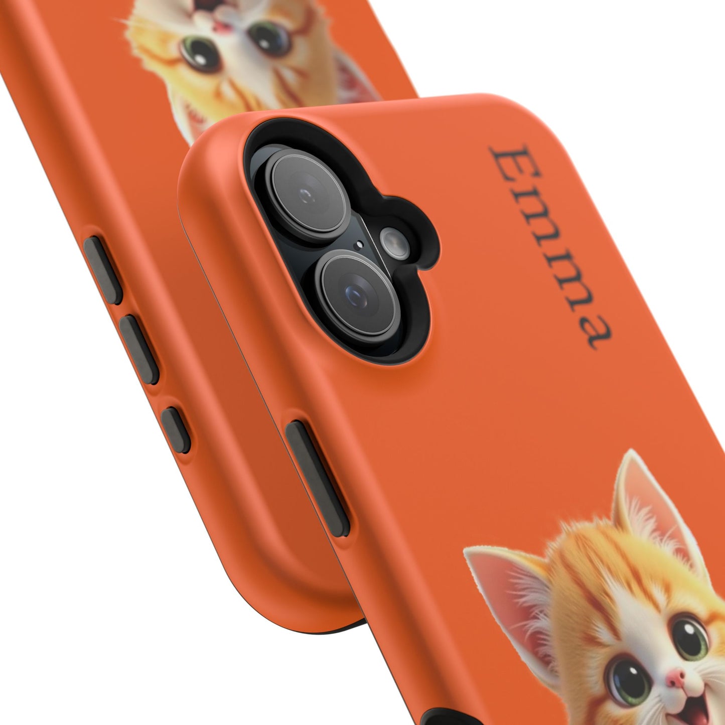 Personalized Orange Tabby Cat Phone Case - Custom Name Gift for Cat Lovers | Kawaii Kitten Cases for Girls & Women