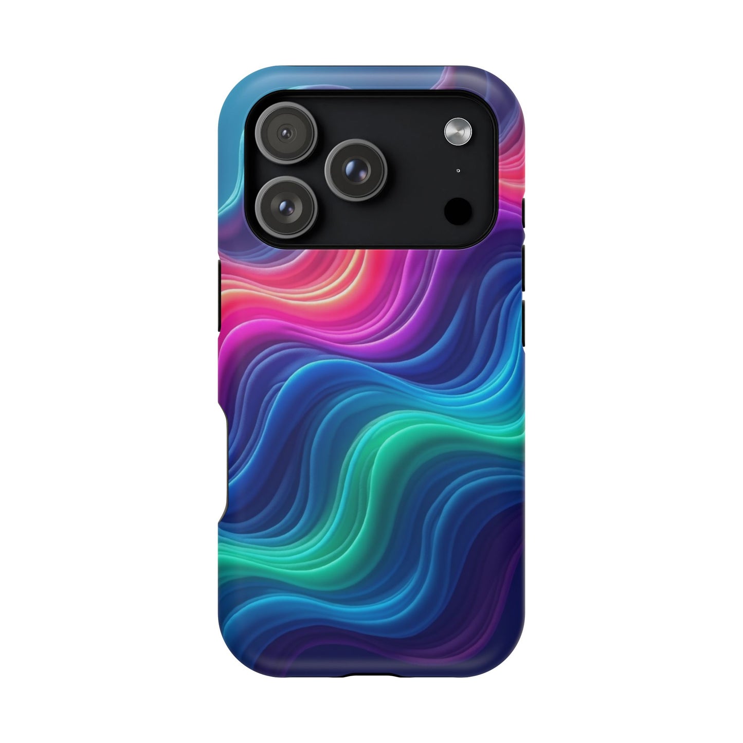 Neon Wave Phone Case - Aesthetic Glowing Design | iPhone 14-17 Cases | Trendy Gifts for Her, Rave Accessory