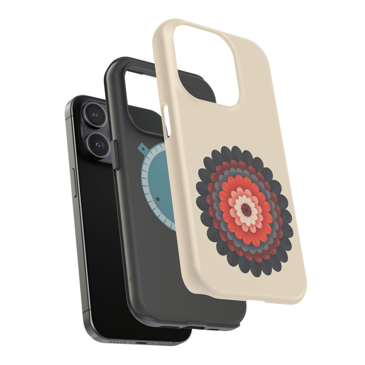 Red & Black Mandala iPhone Case - Bohemian Flower Design, Aesthetic Gift Idea