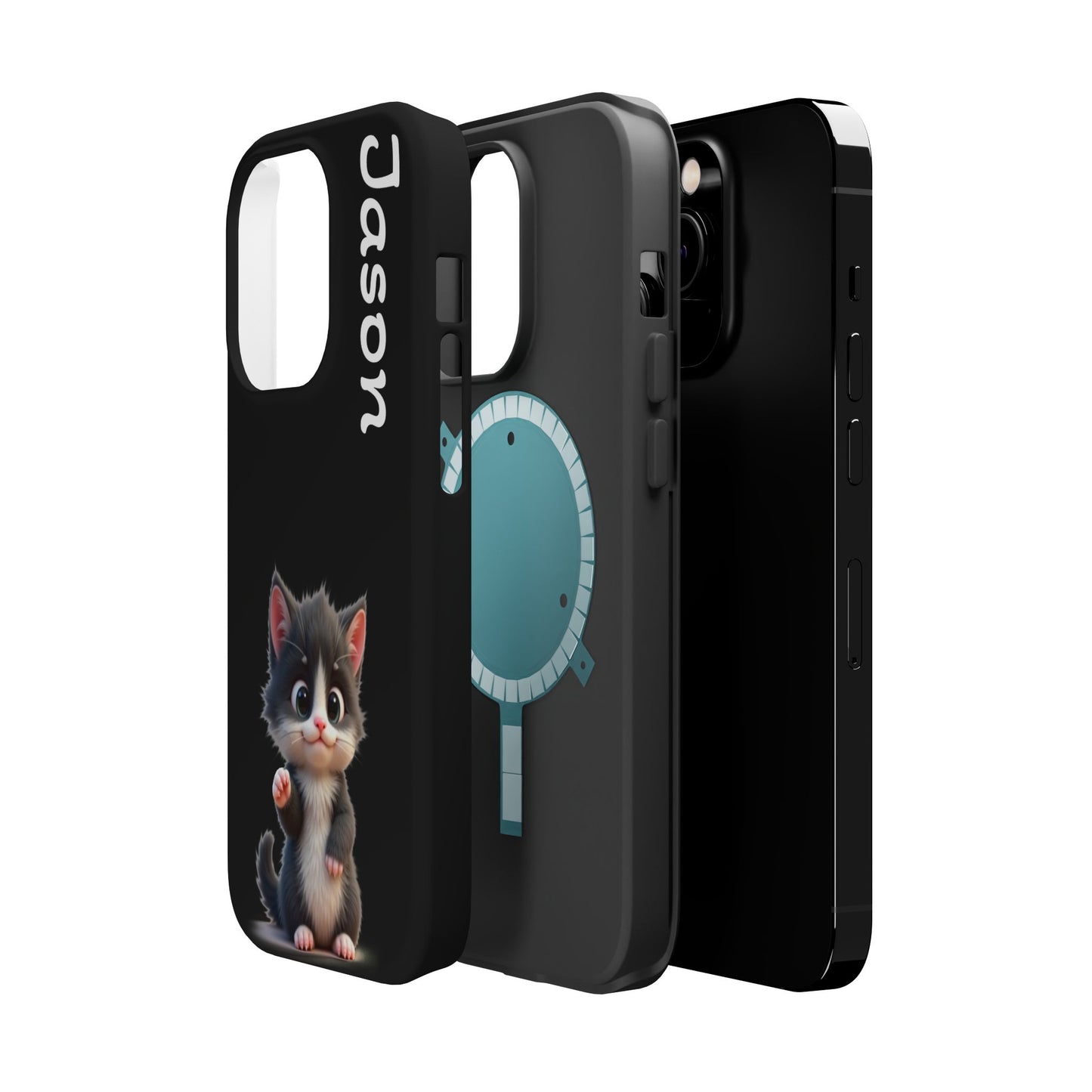 Personalized Kitten Phone Case - Custom Name Cat Lover Gift | Cute Black iPhone Cases for Women & Girls