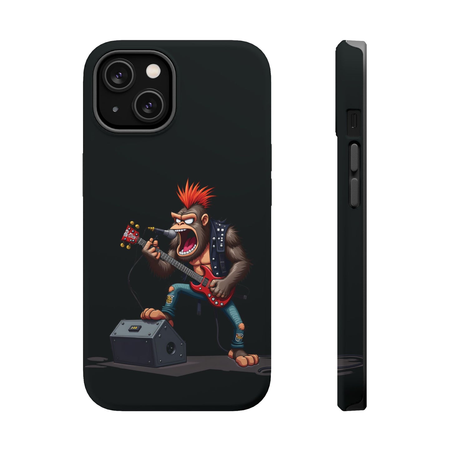 Punk Rock Gorilla iPhone Case - Funny Music Gift, Edgy Aesthetic, Animal Lover Gift