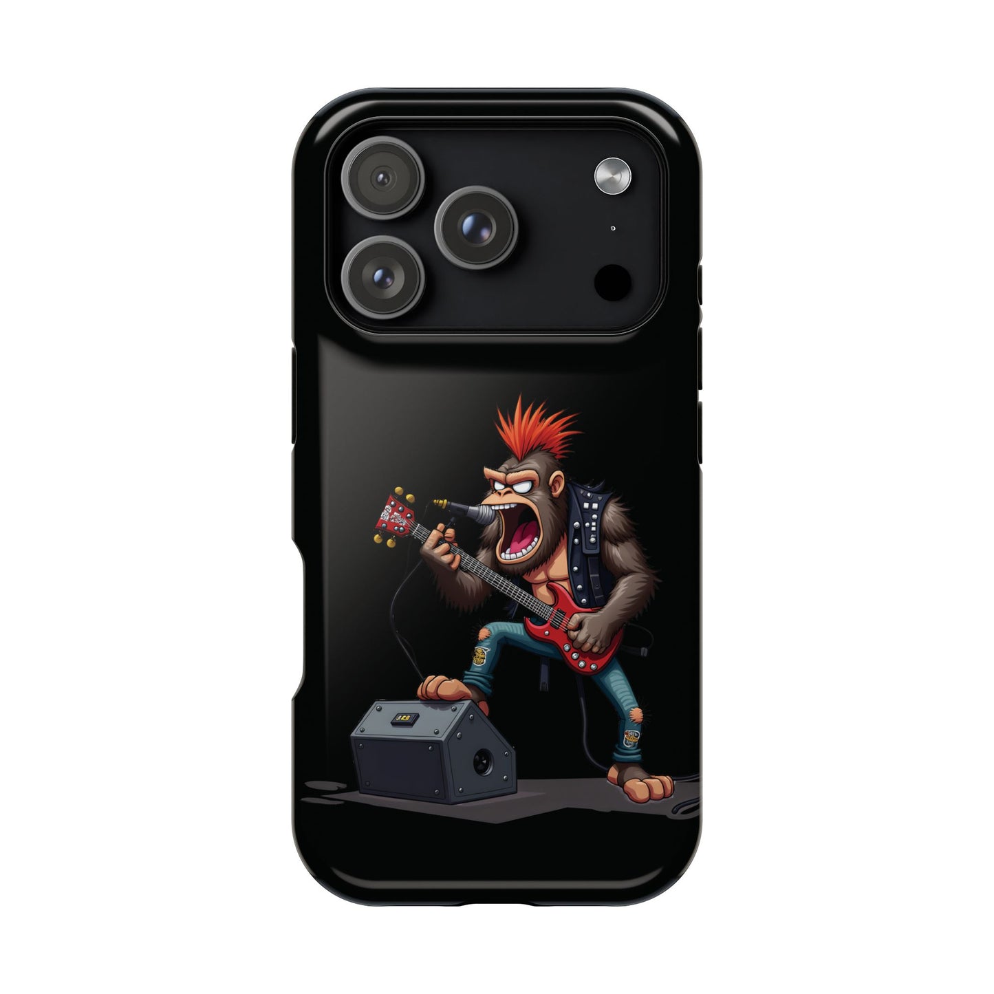 Punk Rock Gorilla iPhone Case - Funny Music Gift, Edgy Aesthetic, Animal Lover Gift