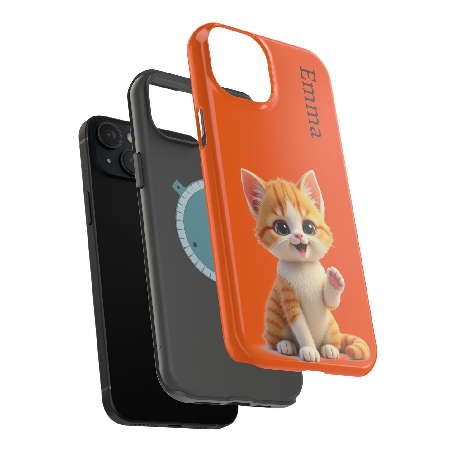 Personalized Orange Tabby Cat Phone Case - Custom Name Gift for Cat Lovers | Kawaii Kitten Cases for Girls & Women