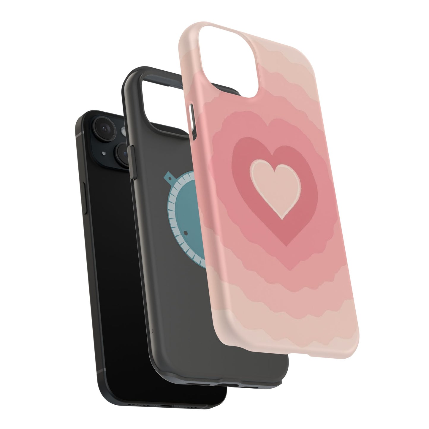 Pink Layered Heart iPhone Case - Cute Aesthetic Y2K Valentine's Gift