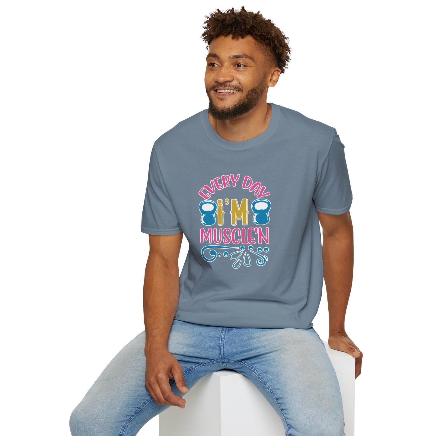 Funny Workout Shirt - “Every Day I’m Muscle’n” Gym Tee, Gift for Fitness Lovers, Motivational Exercise Clothing
