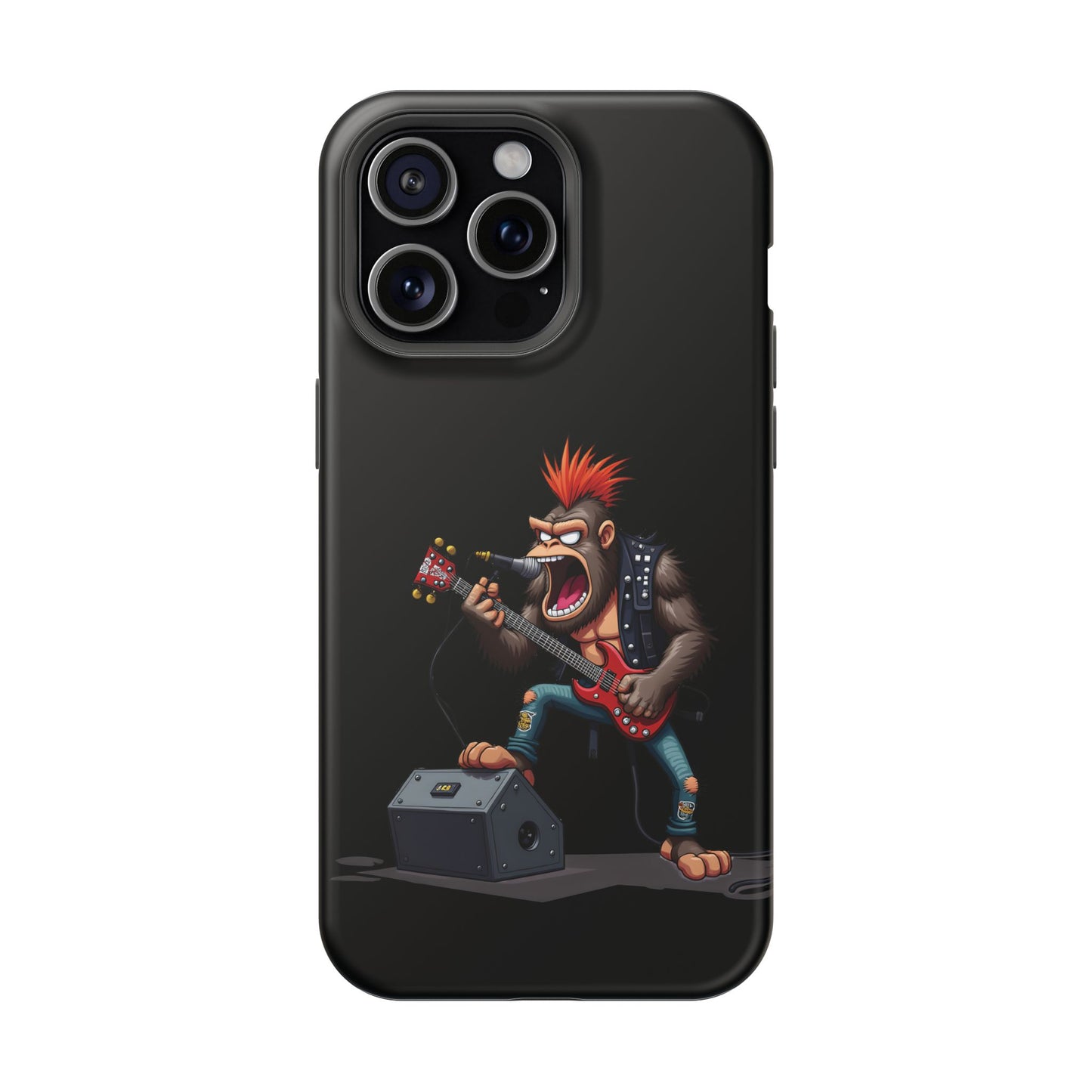 Punk Rock Gorilla iPhone Case - Funny Music Gift, Edgy Aesthetic, Animal Lover Gift