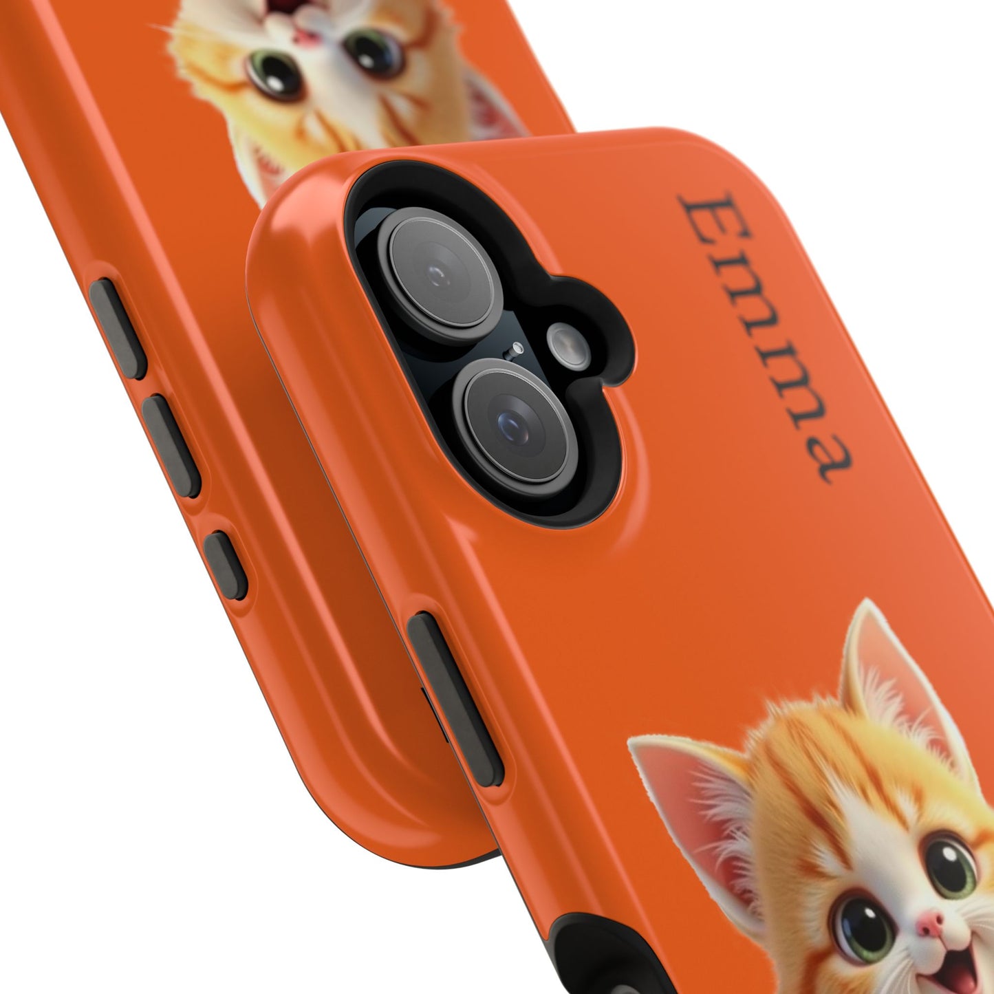 Personalized Orange Tabby Cat Phone Case - Custom Name Gift for Cat Lovers | Kawaii Kitten Cases for Girls & Women