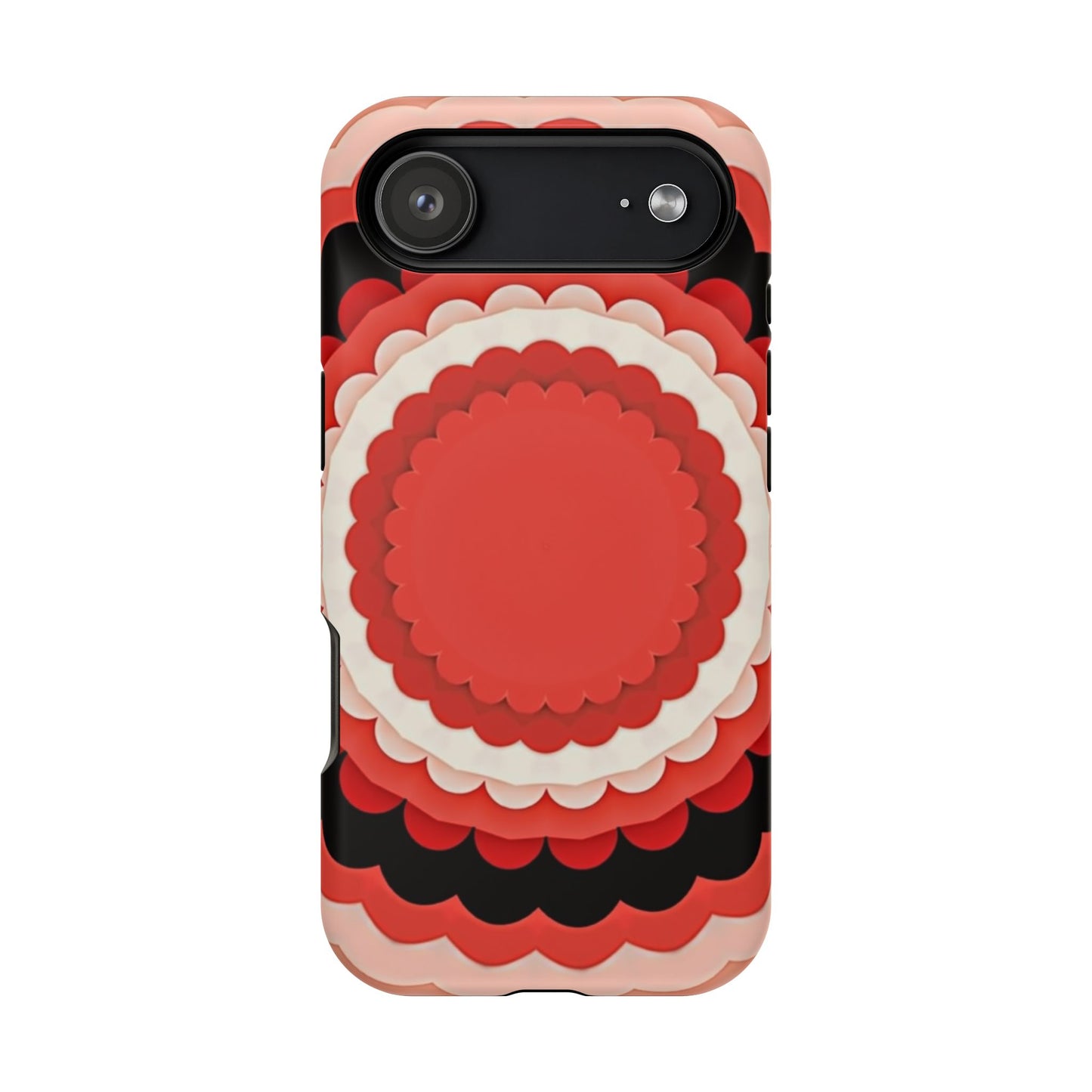 Red Floral iPhone Case - Bold Scalloped Design, Aesthetic Gift Idea