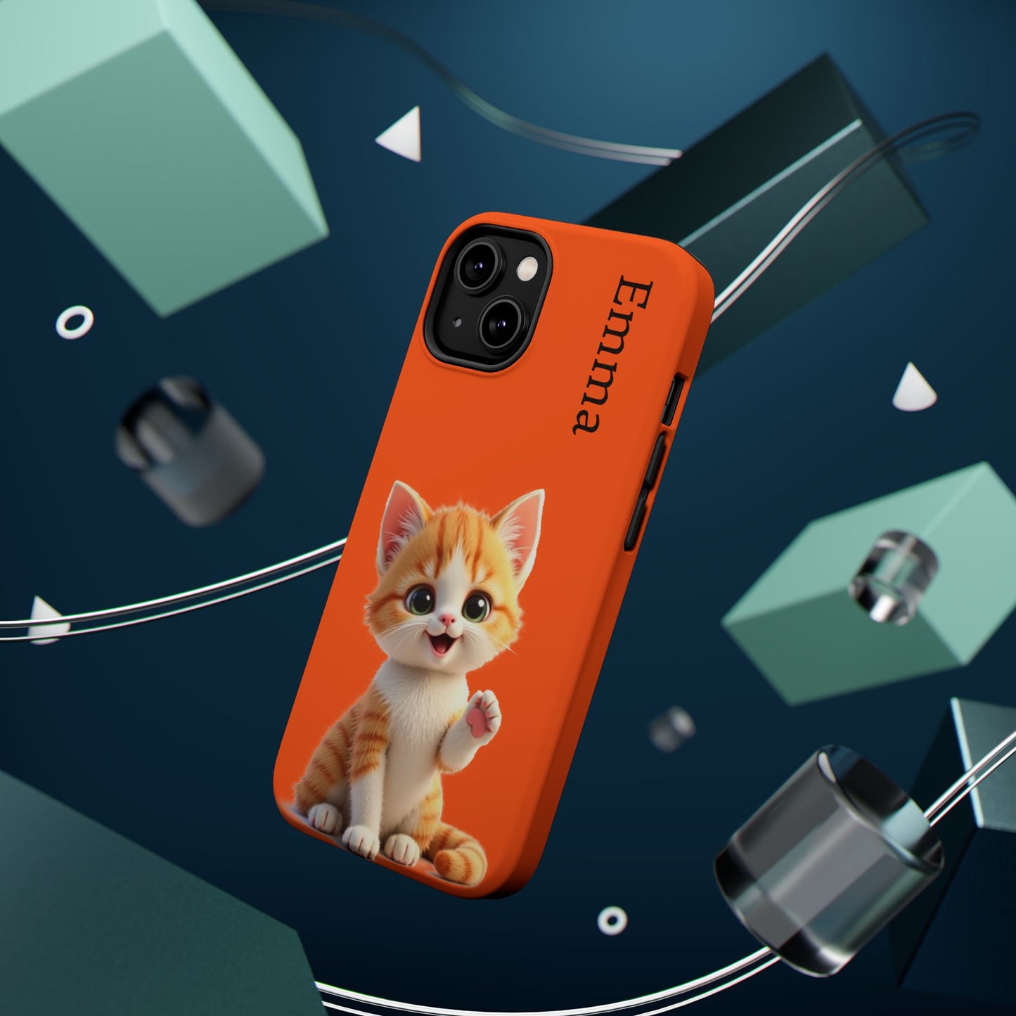 Personalized Orange Tabby Cat Phone Case - Custom Name Gift for Cat Lovers | Kawaii Kitten Cases for Girls & Women