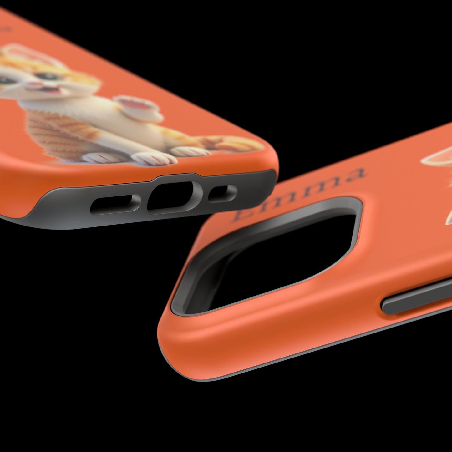 Personalized Orange Tabby Cat Phone Case - Custom Name Gift for Cat Lovers | Kawaii Kitten Cases for Girls & Women