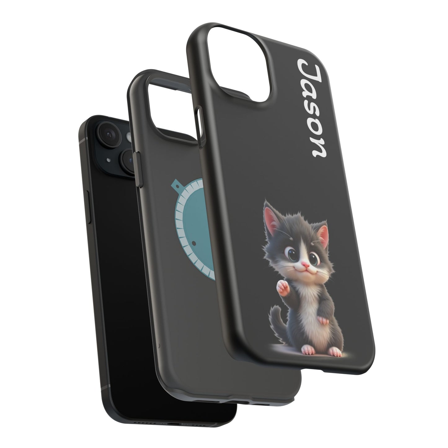 Personalized Kitten Phone Case - Custom Name Cat Lover Gift | Cute Black iPhone Cases for Women & Girls