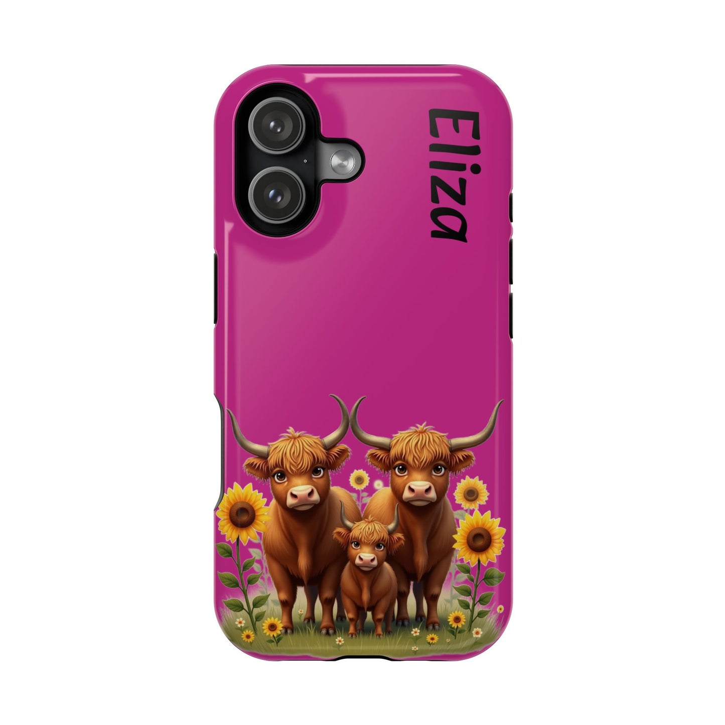 Highland Cow Phone Case - Personalized Custom Name | Cute Farm Animal Gift | iPhone Cases for Women & Girls