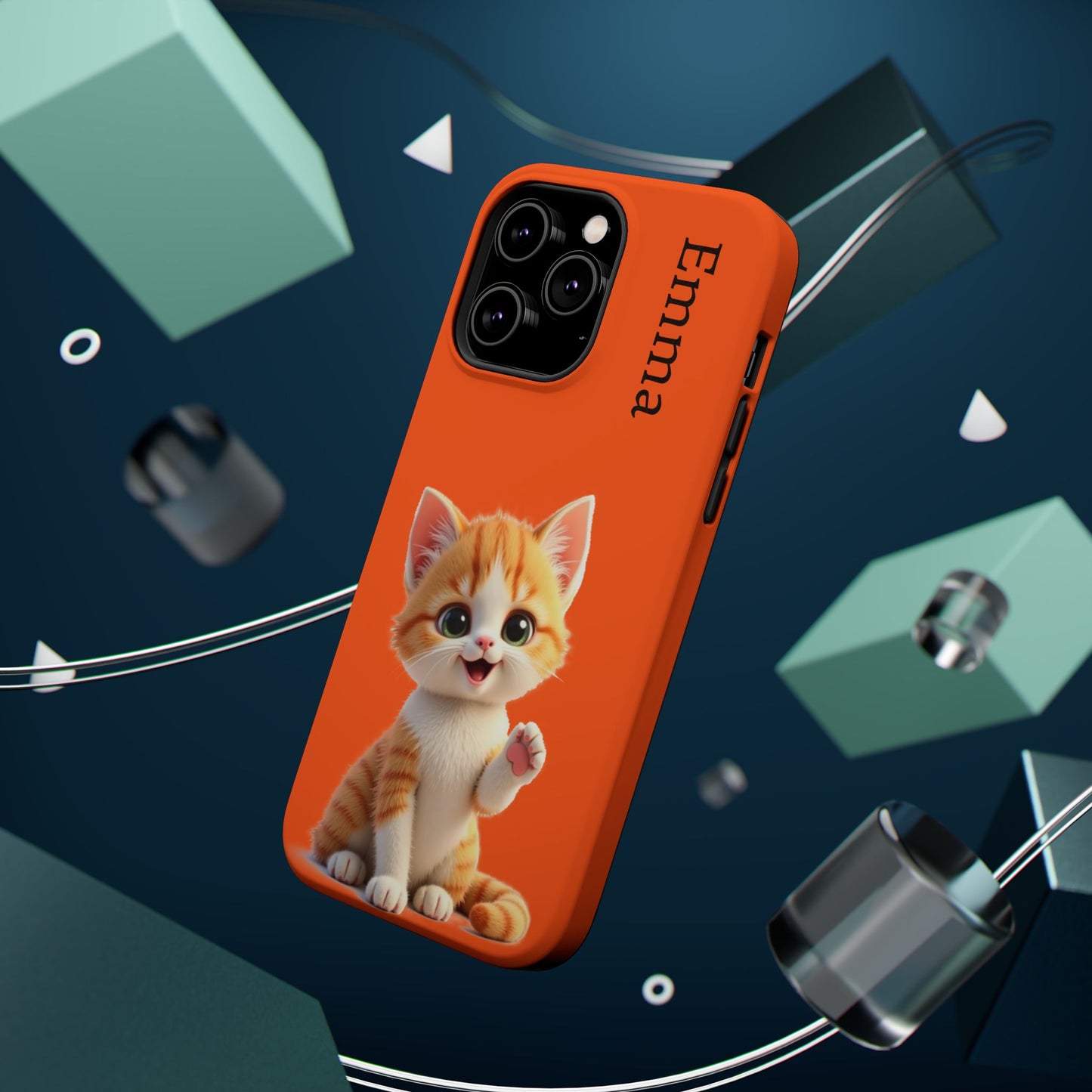 Personalized Orange Tabby Cat Phone Case - Custom Name Gift for Cat Lovers | Kawaii Kitten Cases for Girls & Women