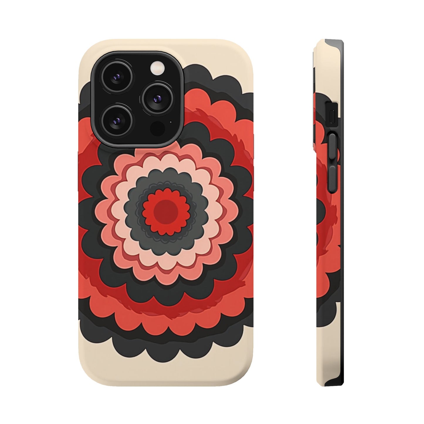 Layered Scallop Bloom iPhone Case - Retro Floral Design, Bold Aesthetic Gift Idea