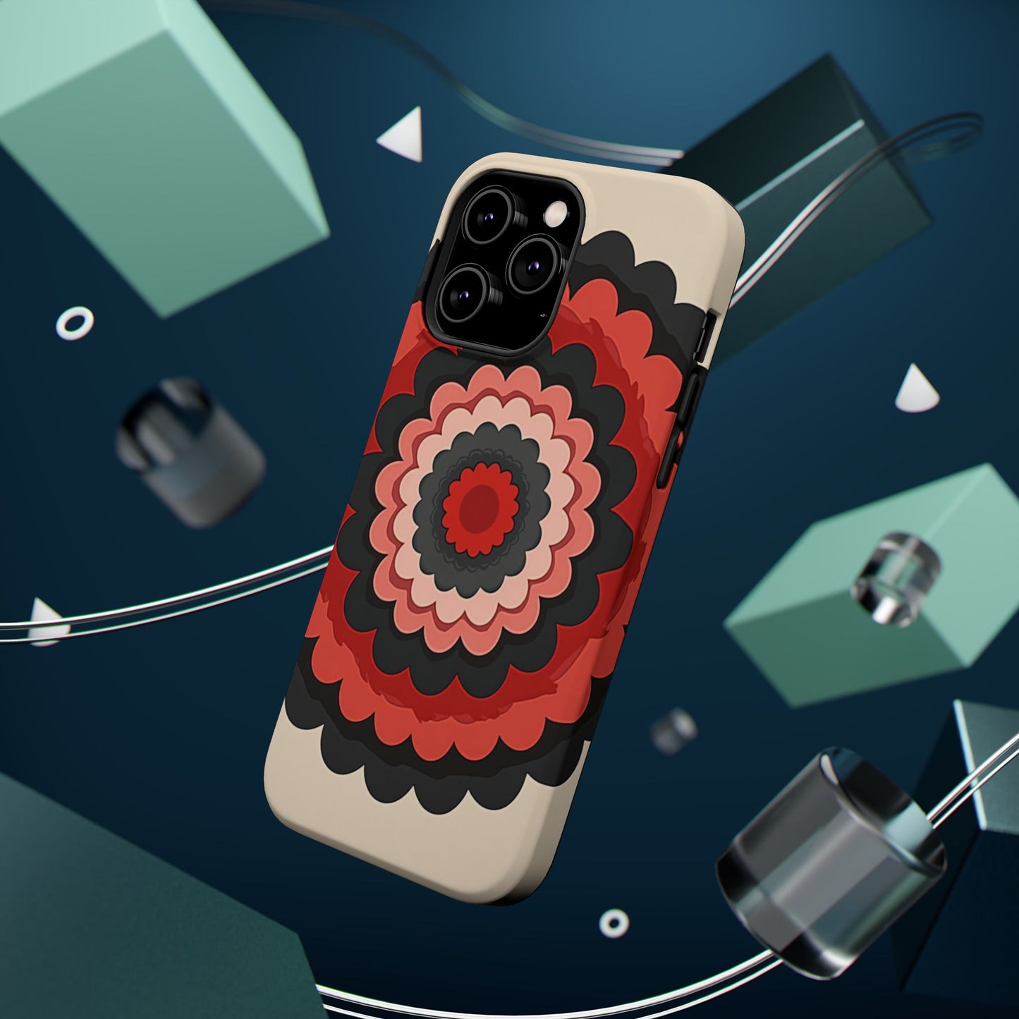 Layered Scallop Bloom iPhone Case - Retro Floral Design, Bold Aesthetic Gift Idea