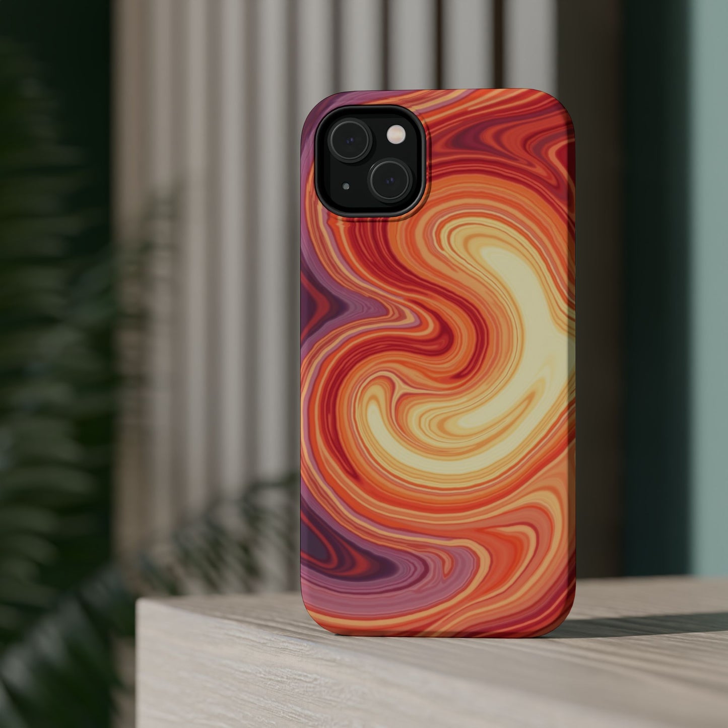 Sunset Phone Case - Orange Aesthetic iPhone Case, Warm Gift Idea, Trendy Swirl Design