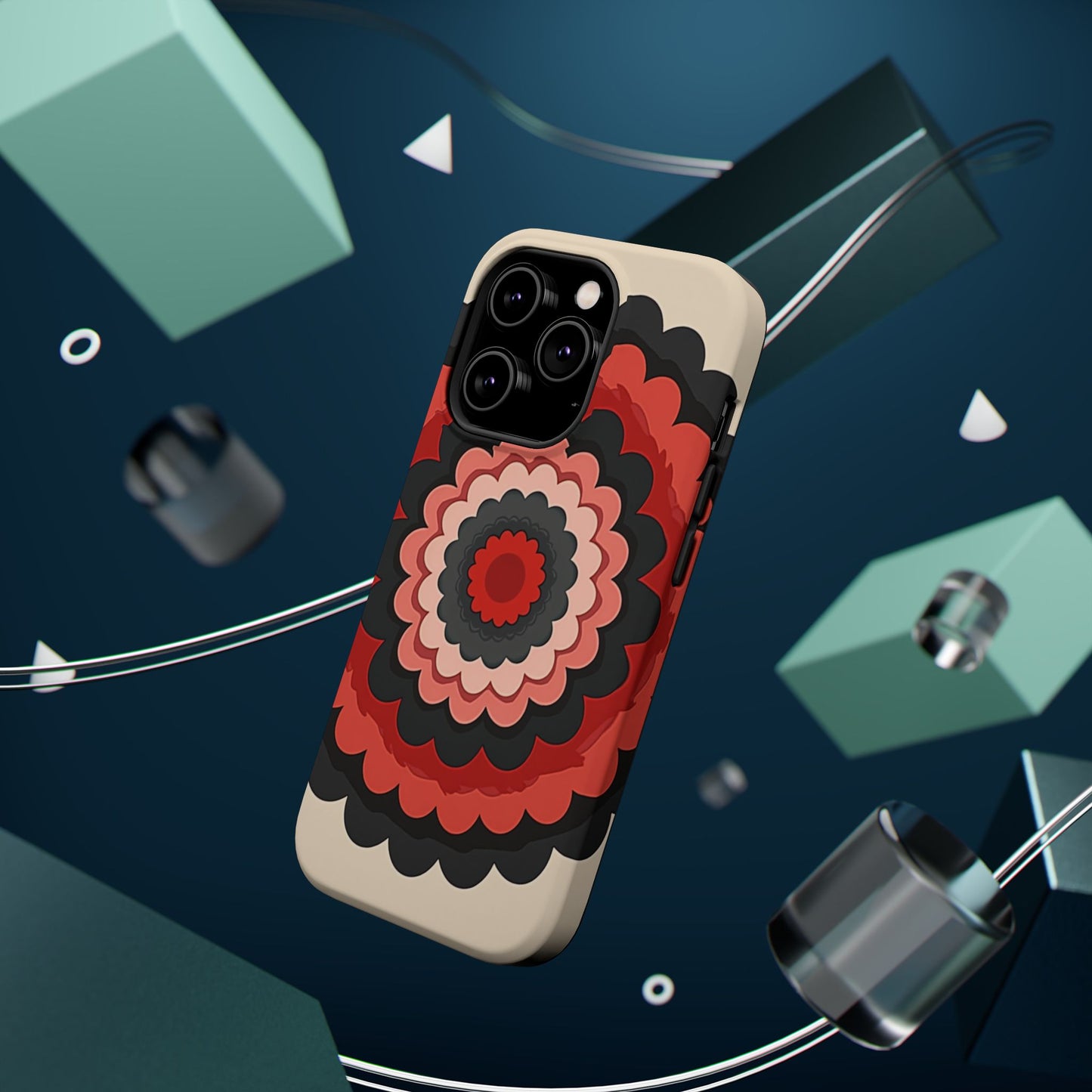 Layered Scallop Bloom iPhone Case - Retro Floral Design, Bold Aesthetic Gift Idea