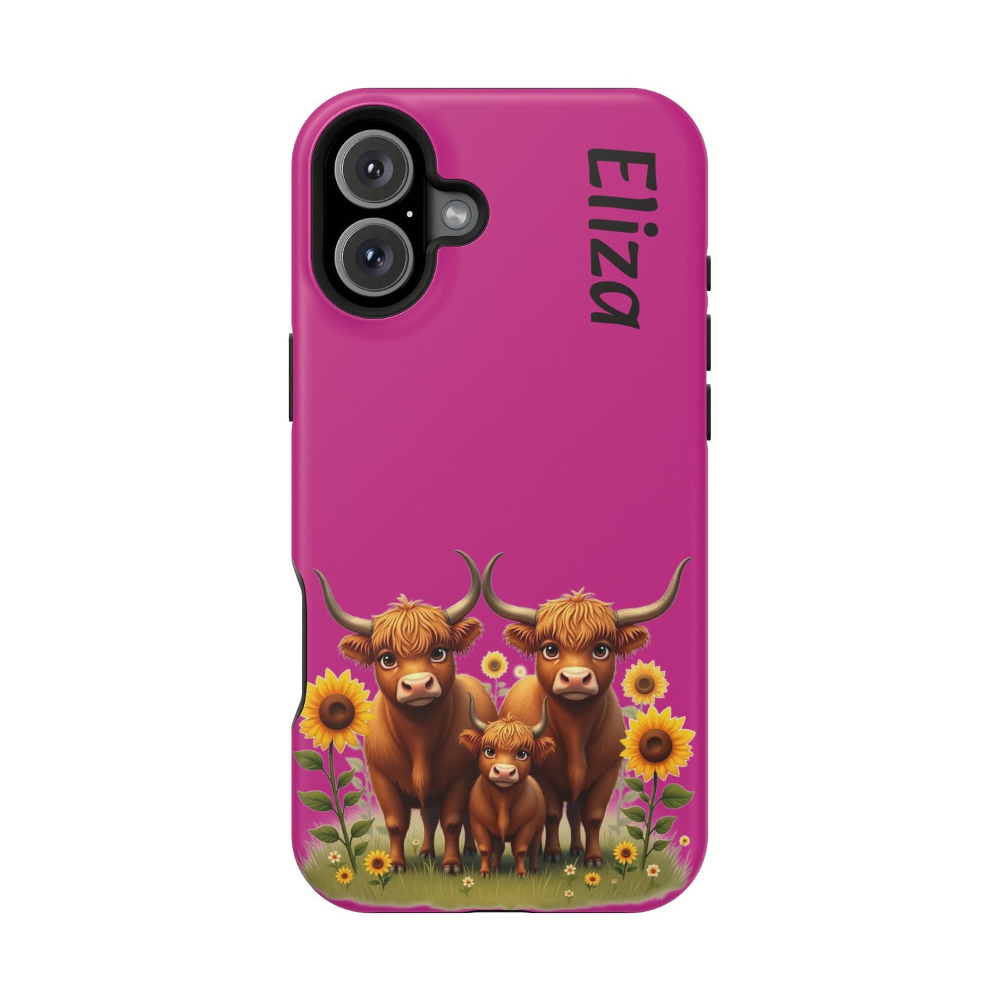 Highland Cow Phone Case - Personalized Custom Name | Cute Farm Animal Gift | iPhone Cases for Women & Girls
