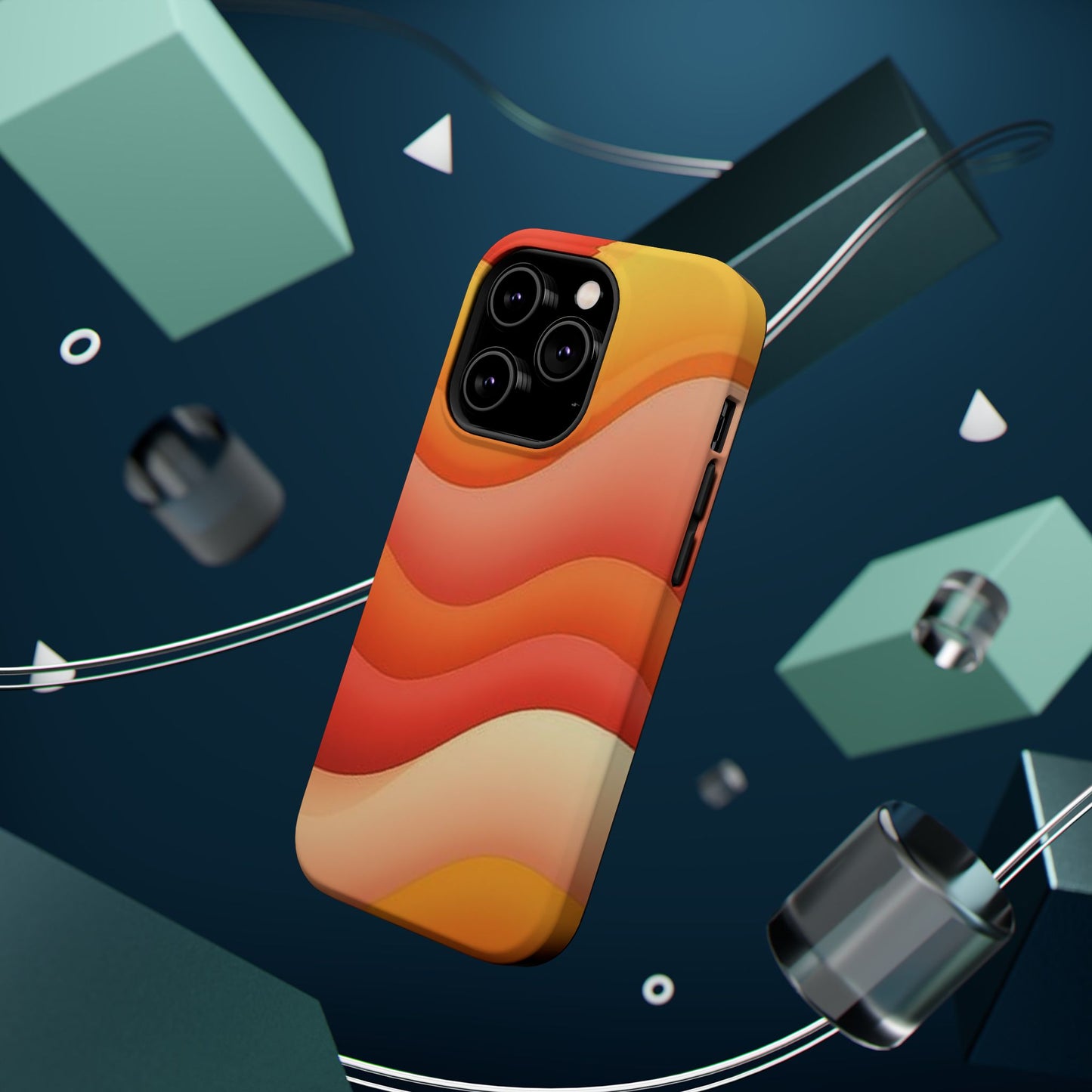Sunset Waves Phone Case - Aesthetic Orange & Yellow Gift | Retro Summer Vibes Cases
