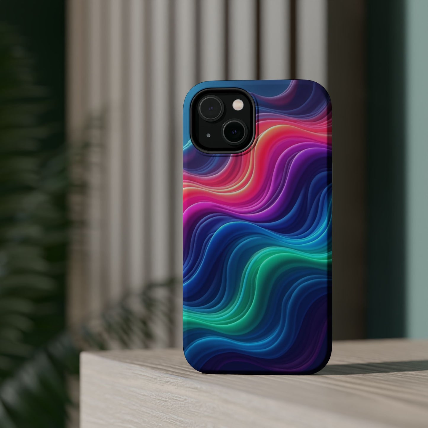 Neon Wave Phone Case - Aesthetic Glowing Design | iPhone 14-17 Cases | Trendy Gifts for Her, Rave Accessory