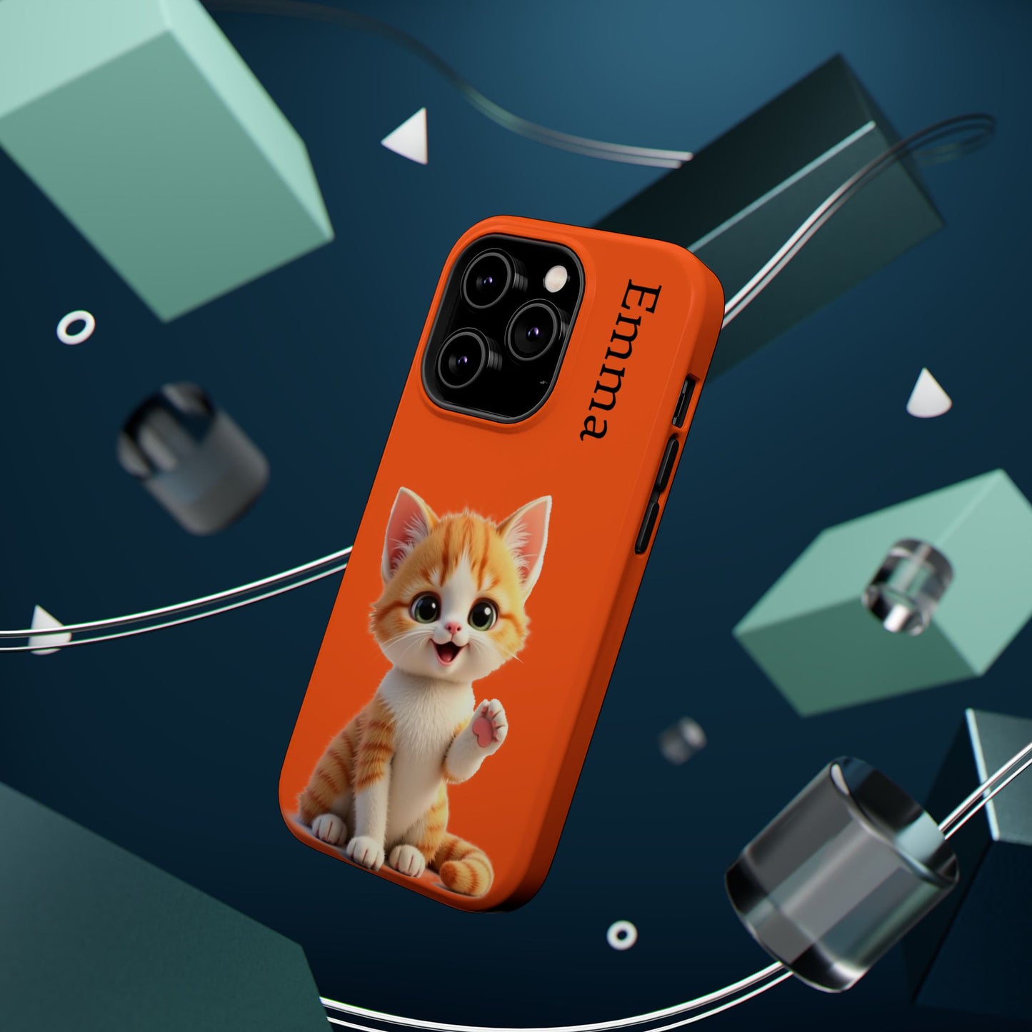 Personalized Orange Tabby Cat Phone Case - Custom Name Gift for Cat Lovers | Kawaii Kitten Cases for Girls & Women