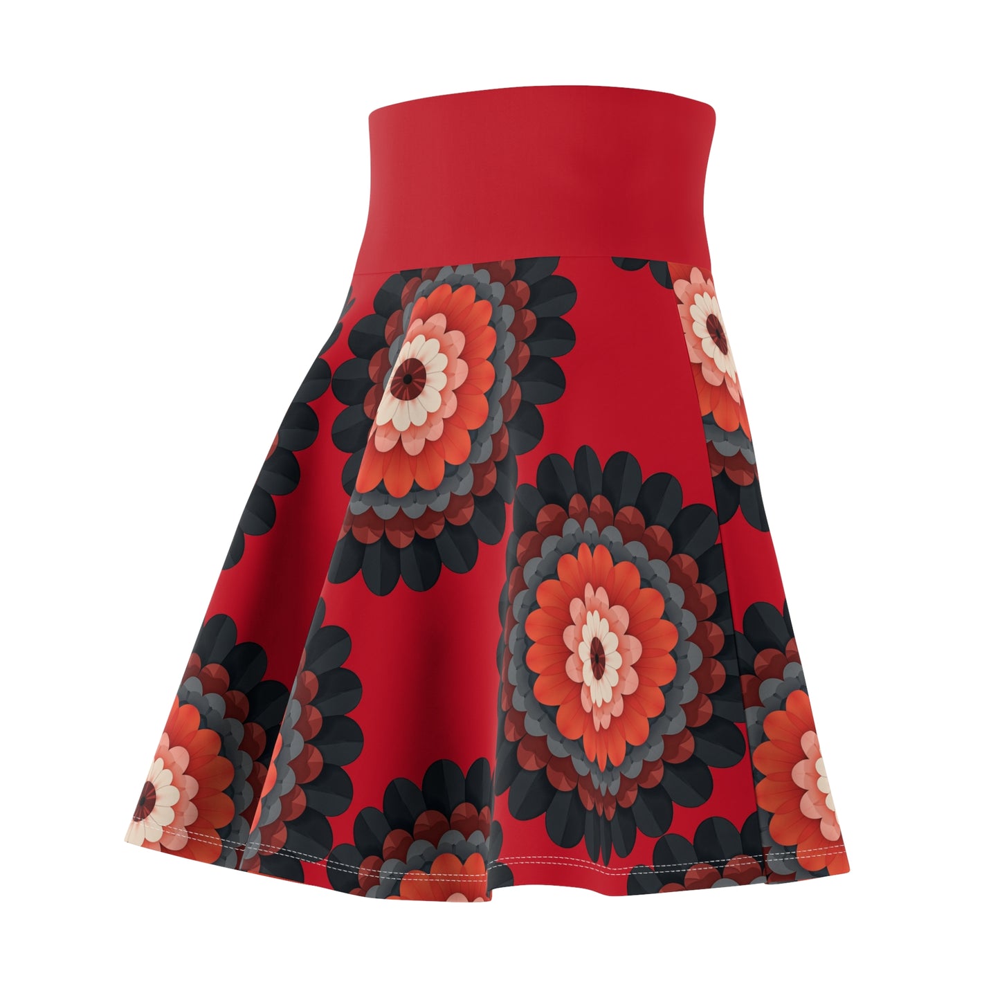 Floral Fireworks Skater Skirt – Vibrant Red & Bold Blooms