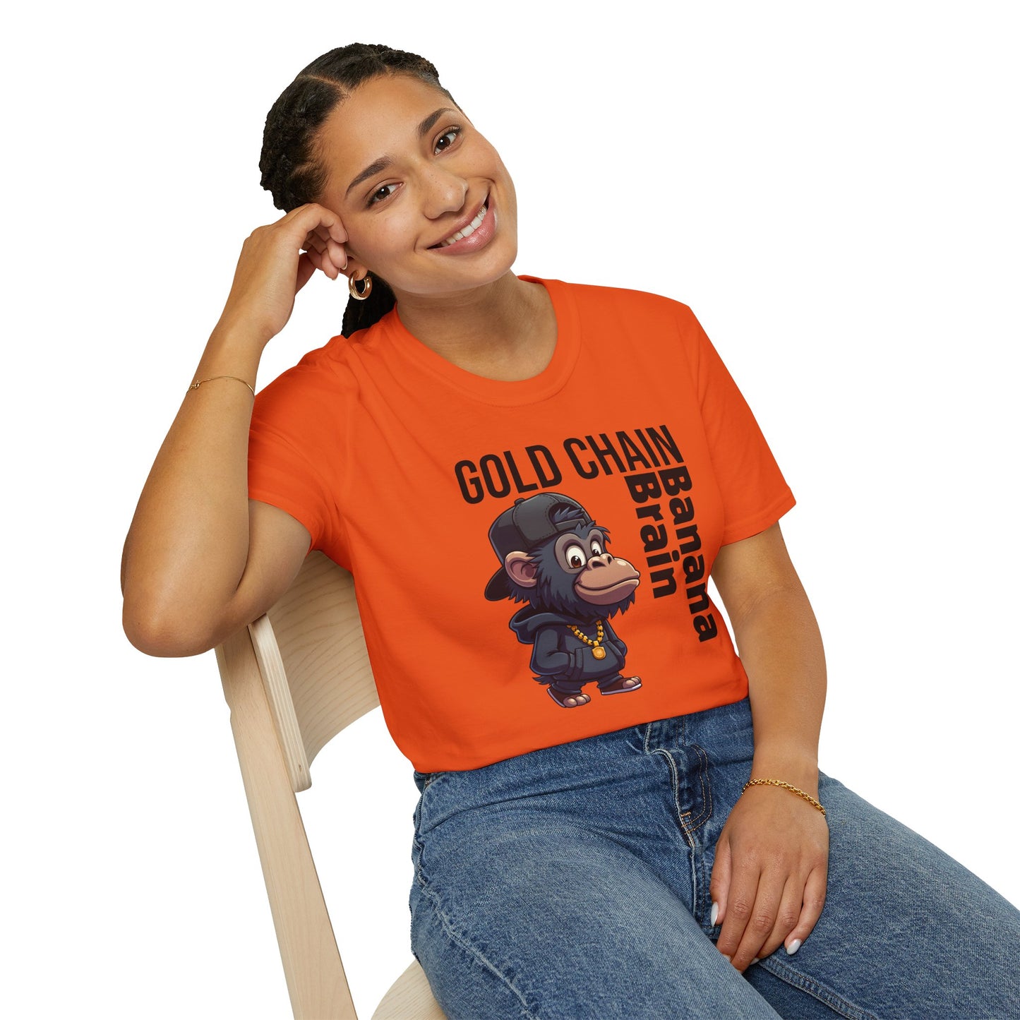 Gold Chain Banana Brain β Funny Hip-Hop Chimp T-Shirt