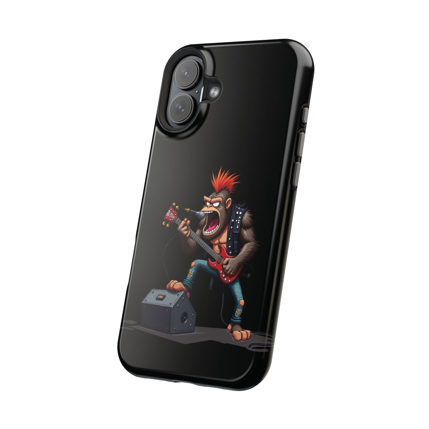 Punk Rock Gorilla iPhone Case - Funny Music Gift, Edgy Aesthetic, Animal Lover Gift