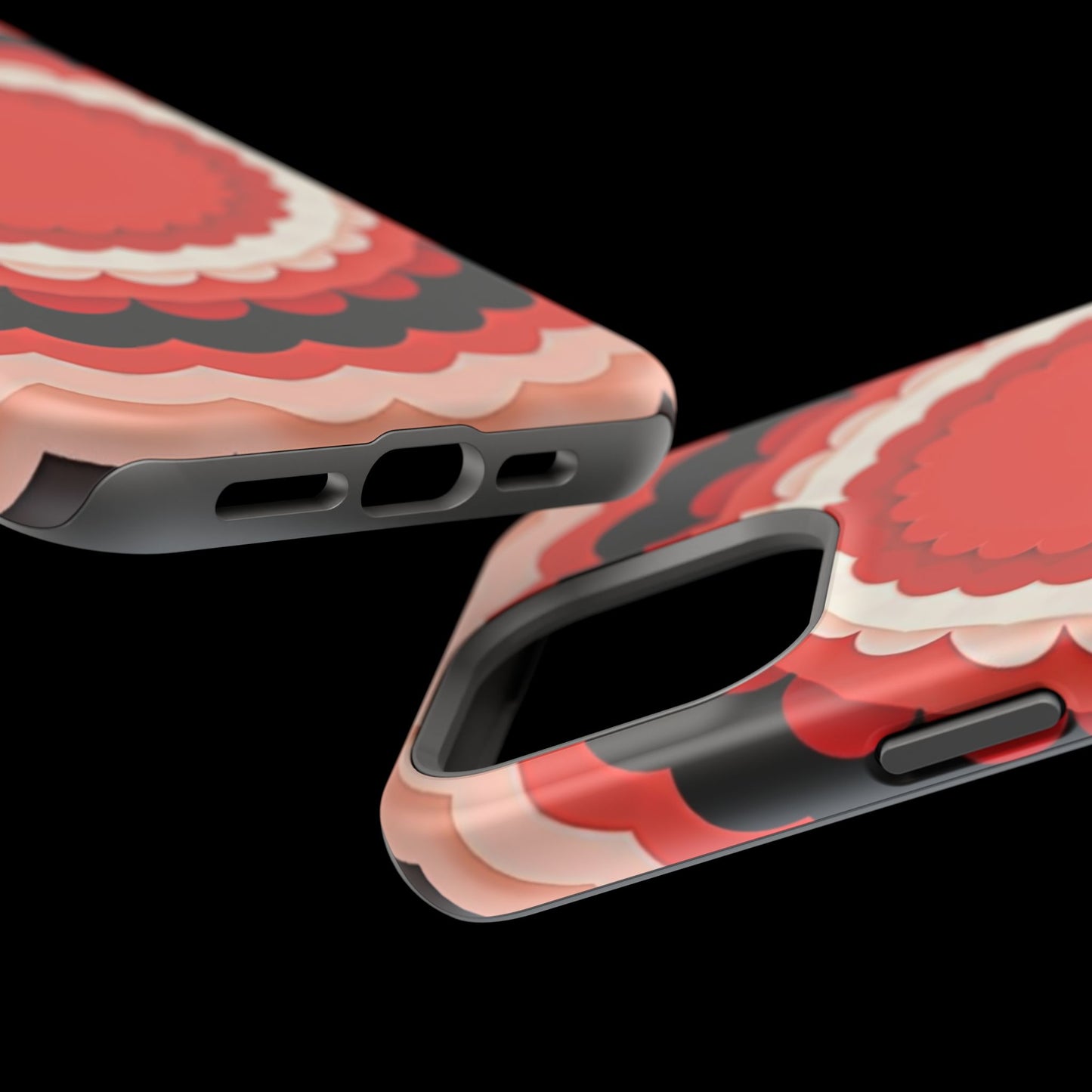Red Floral iPhone Case - Bold Scalloped Design, Aesthetic Gift Idea