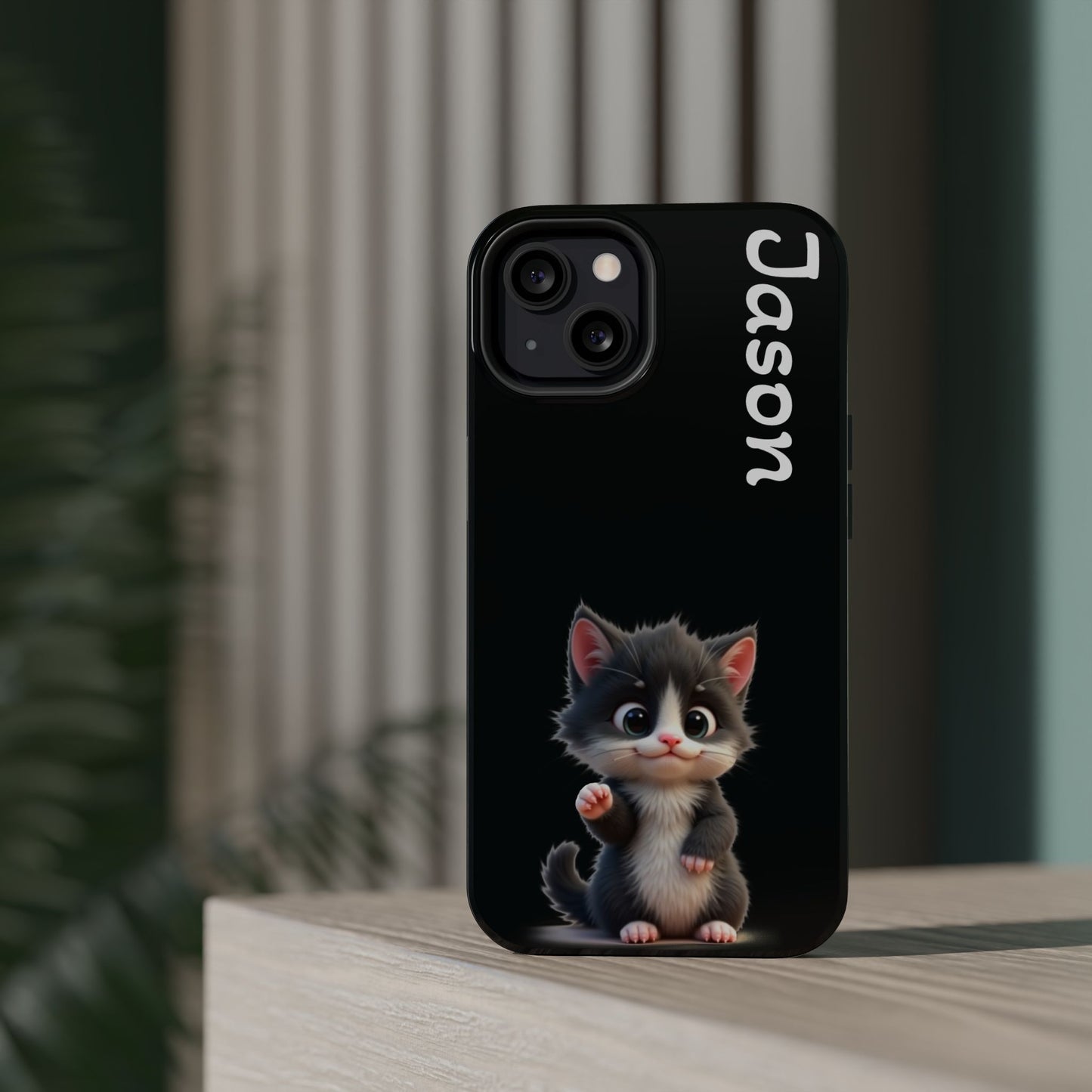 Personalized Kitten Phone Case - Custom Name Cat Lover Gift | Cute Black iPhone Cases for Women & Girls
