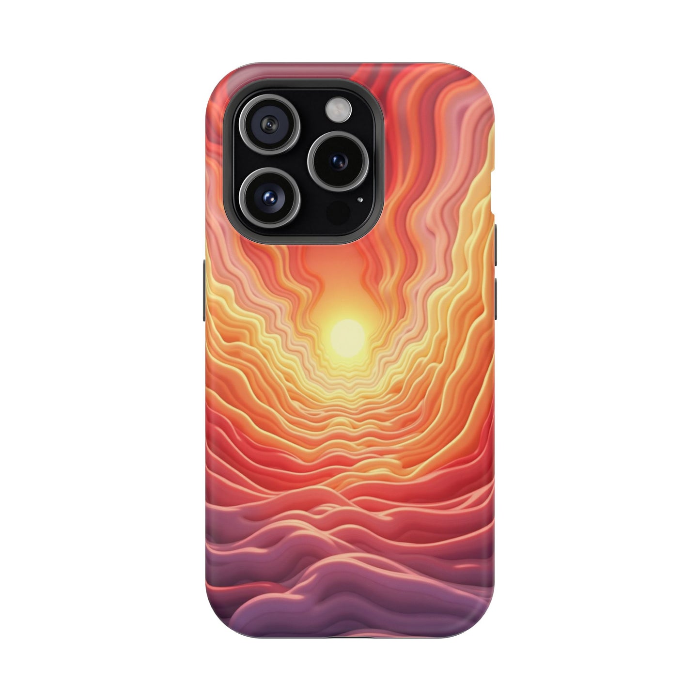 Golden Glow iPhone Case - Sunset Landscape Design, Aesthetic Gift Idea