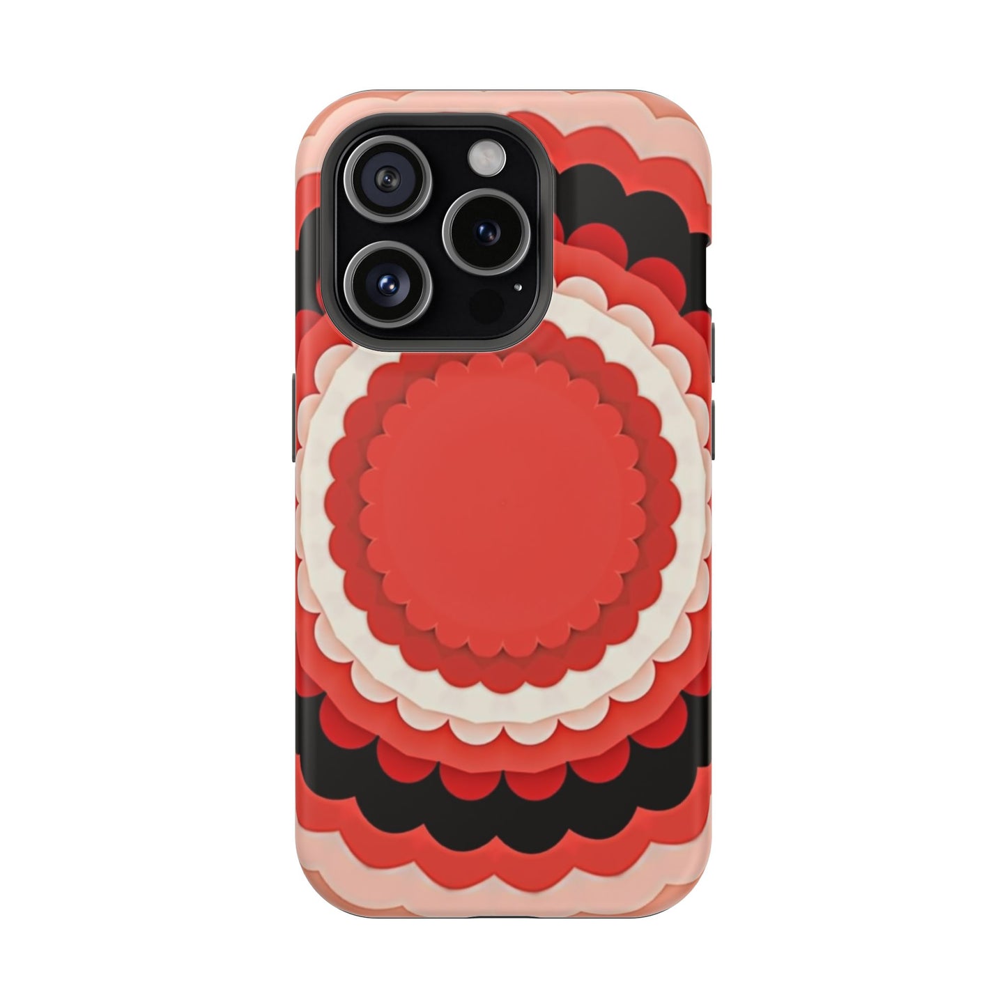 Red Floral iPhone Case - Bold Scalloped Design, Aesthetic Gift Idea