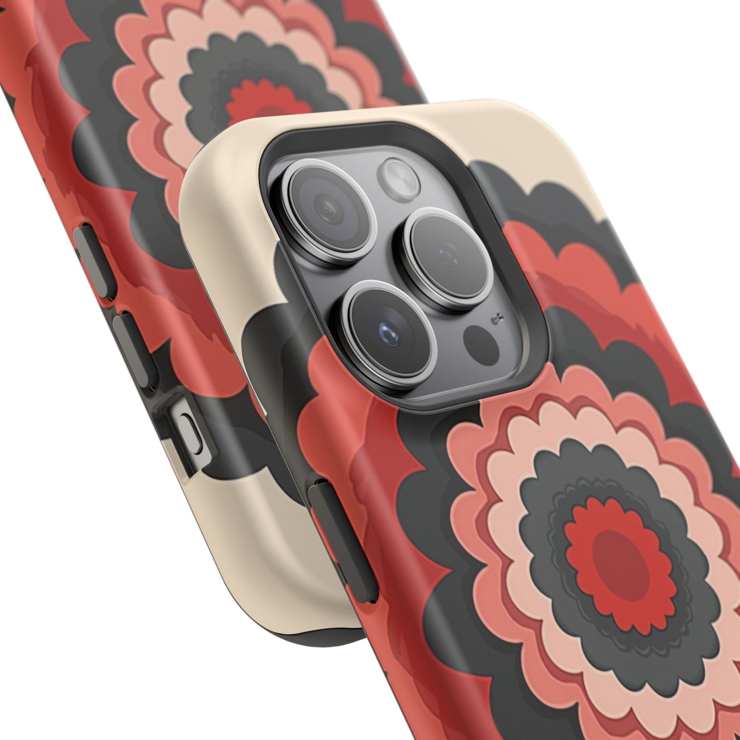 Layered Scallop Bloom iPhone Case - Retro Floral Design, Bold Aesthetic Gift Idea
