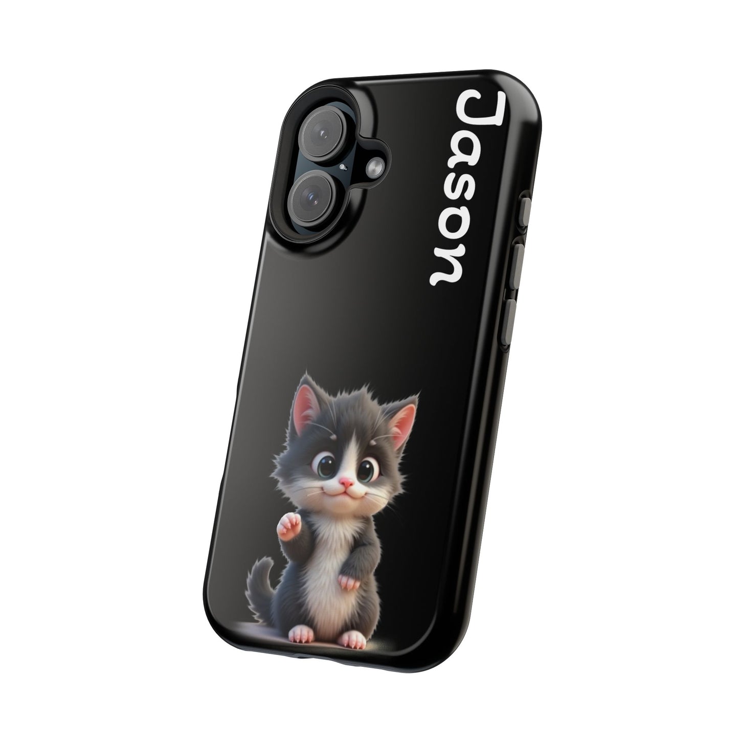 Personalized Kitten Phone Case - Custom Name Cat Lover Gift | Cute Black iPhone Cases for Women & Girls