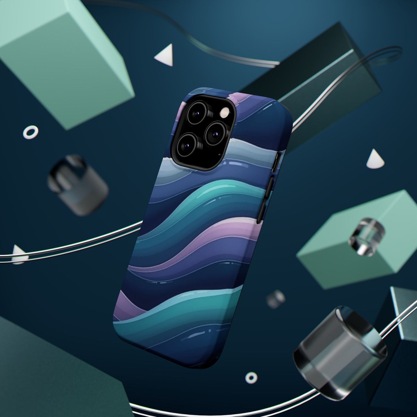 Blue Wave Phone Case - Aesthetic iPhone Case | Dark Moody Gradient Design | Gifts for Her | Unique Art Print