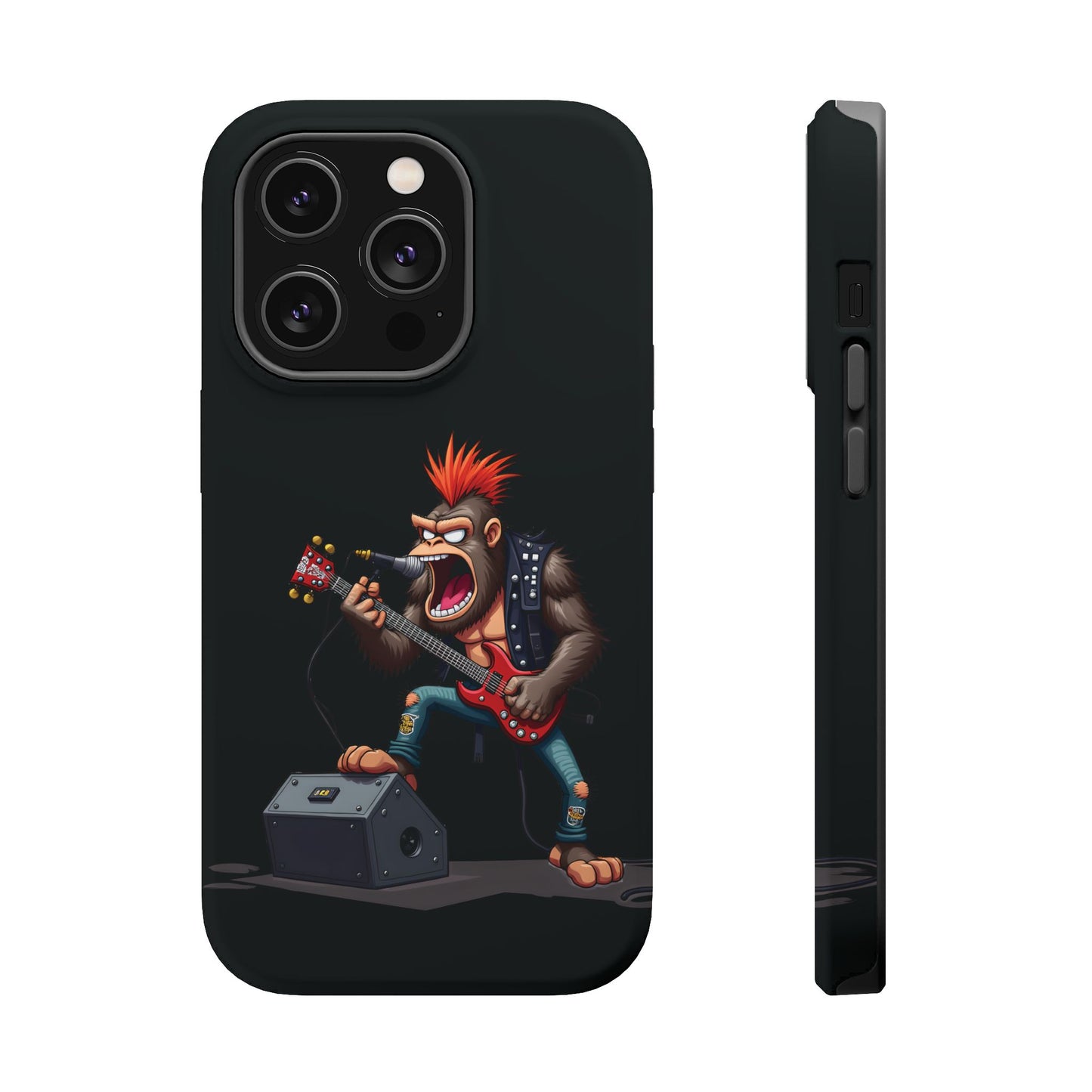 Punk Rock Gorilla iPhone Case - Funny Music Gift, Edgy Aesthetic, Animal Lover Gift