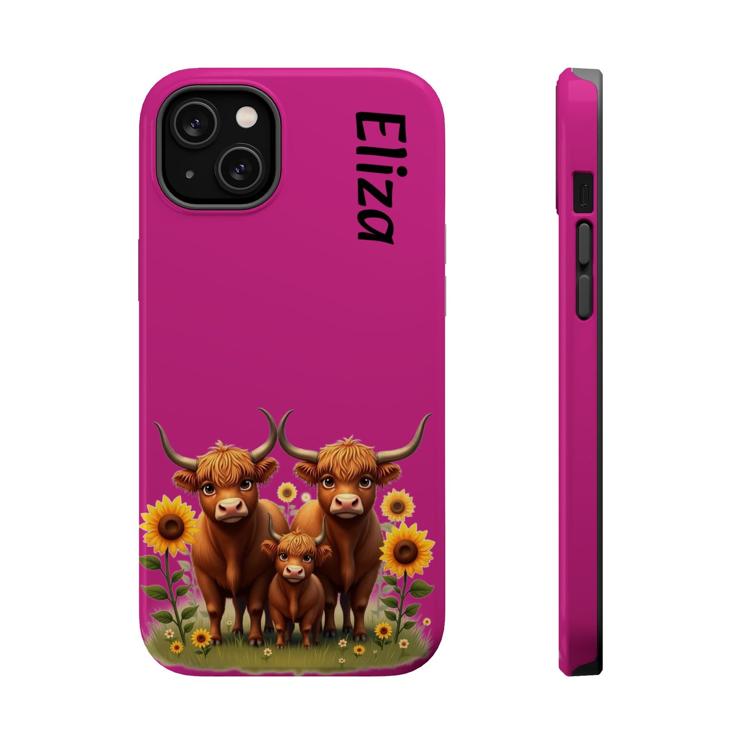 Highland Cow Phone Case - Personalized Custom Name | Cute Farm Animal Gift | iPhone Cases for Women & Girls