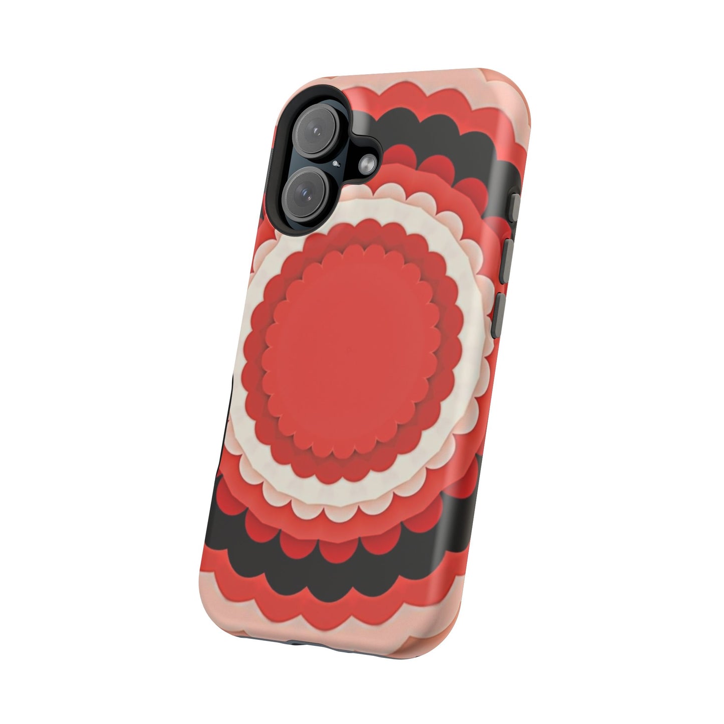 Red Floral iPhone Case - Bold Scalloped Design, Aesthetic Gift Idea