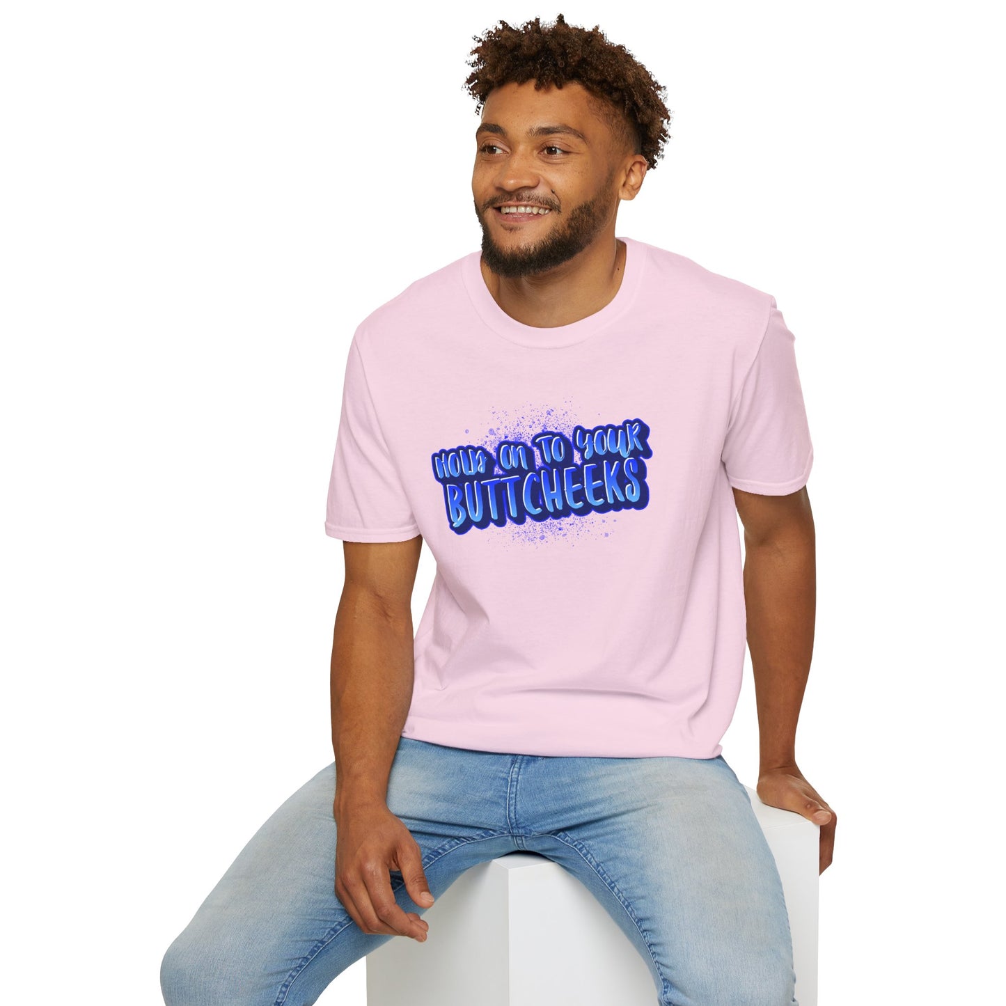 'Hold On To Your Buttcheeks' - Humorous Unisex Lightweight Cotton T-Shirt