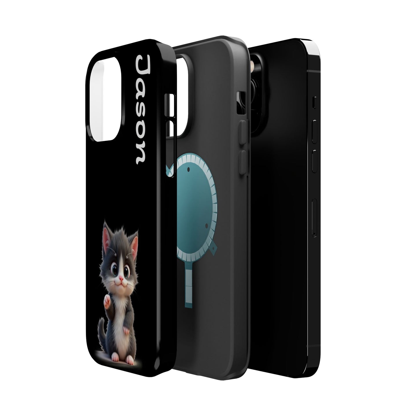 Personalized Kitten Phone Case - Custom Name Cat Lover Gift | Cute Black iPhone Cases for Women & Girls