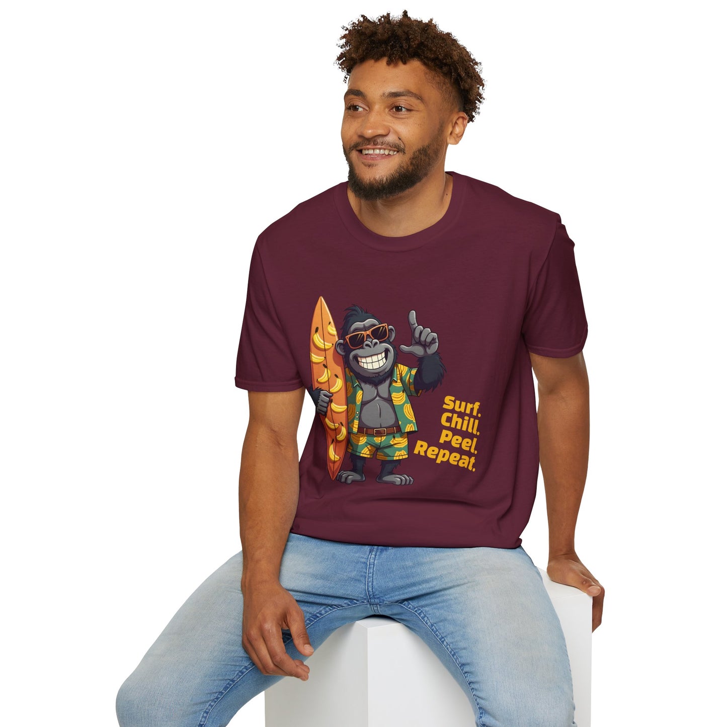 Surf. Chill. Peel. Repeat. β Funny Tropical Gorilla T-Shirt
