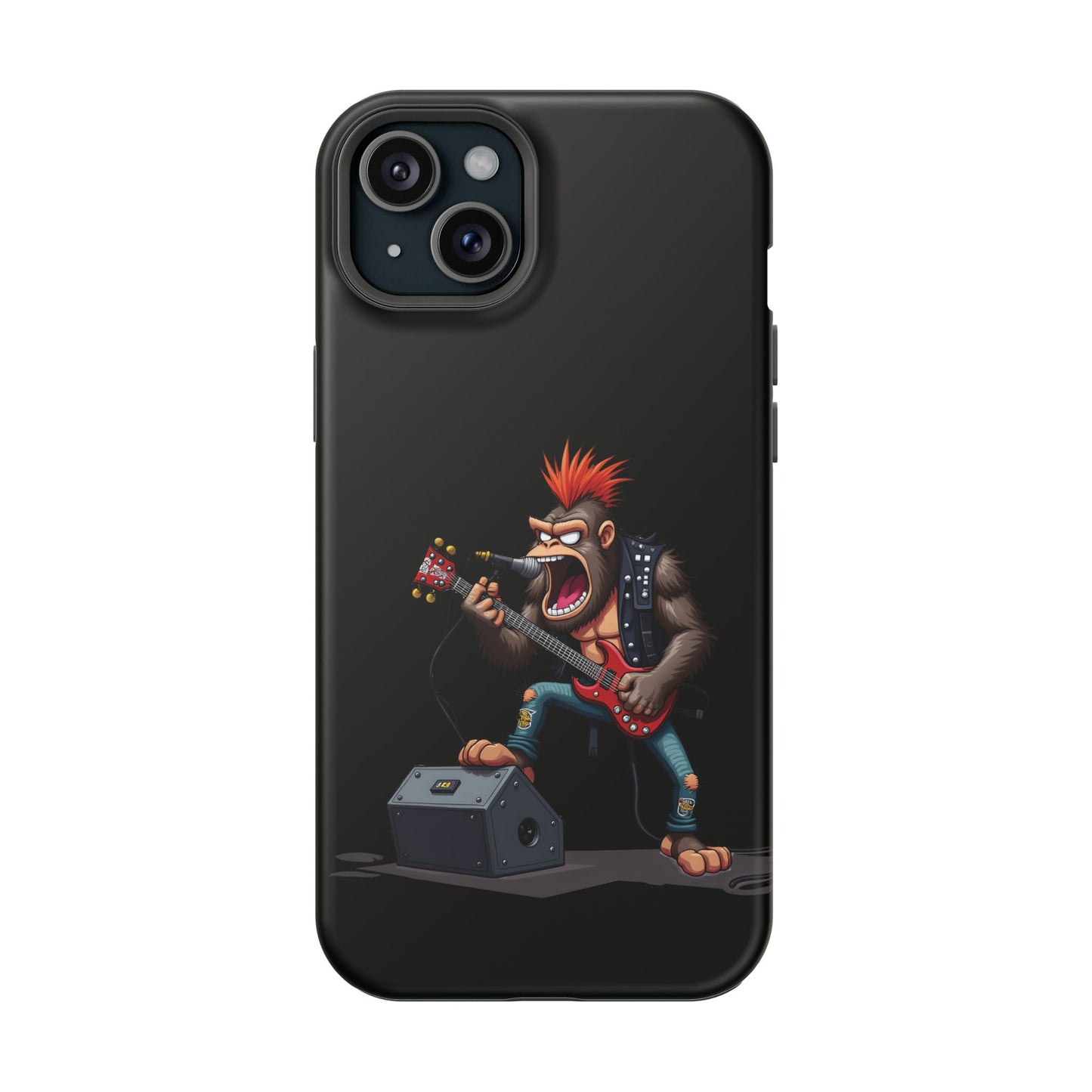 Punk Rock Gorilla iPhone Case - Funny Music Gift, Edgy Aesthetic, Animal Lover Gift