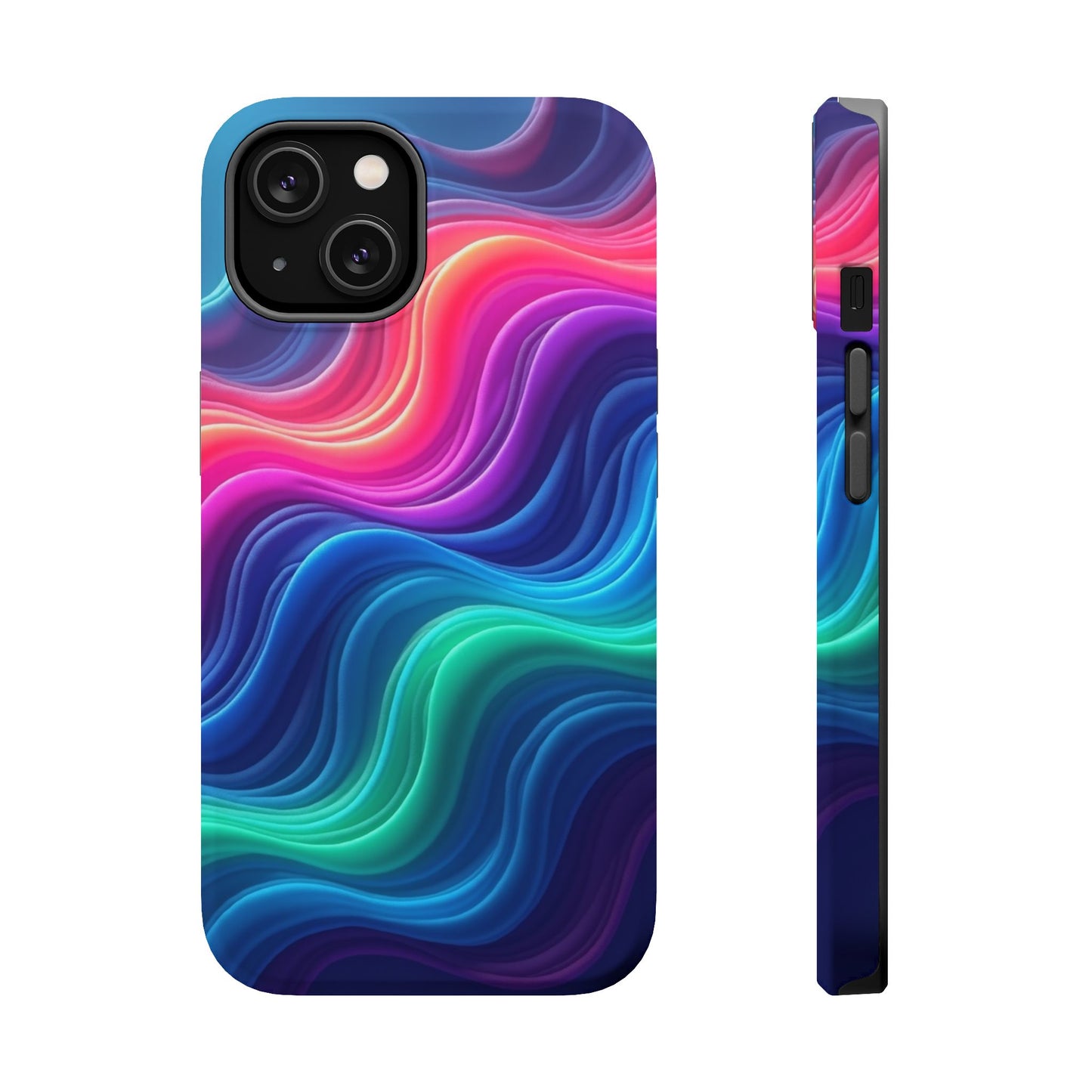 Neon Wave Phone Case - Aesthetic Glowing Design | iPhone 14-17 Cases | Trendy Gifts for Her, Rave Accessory