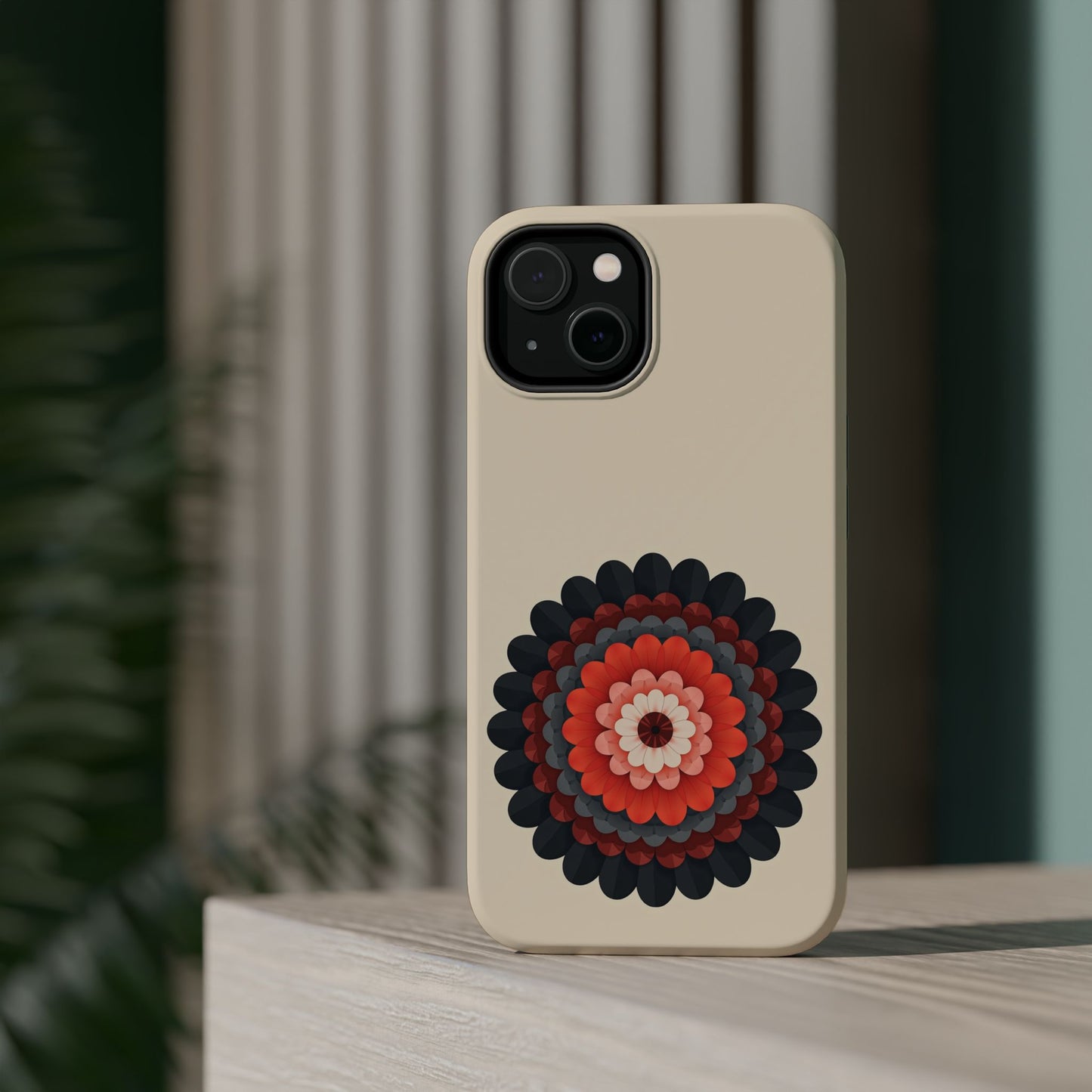 Red & Black Mandala iPhone Case - Bohemian Flower Design, Aesthetic Gift Idea