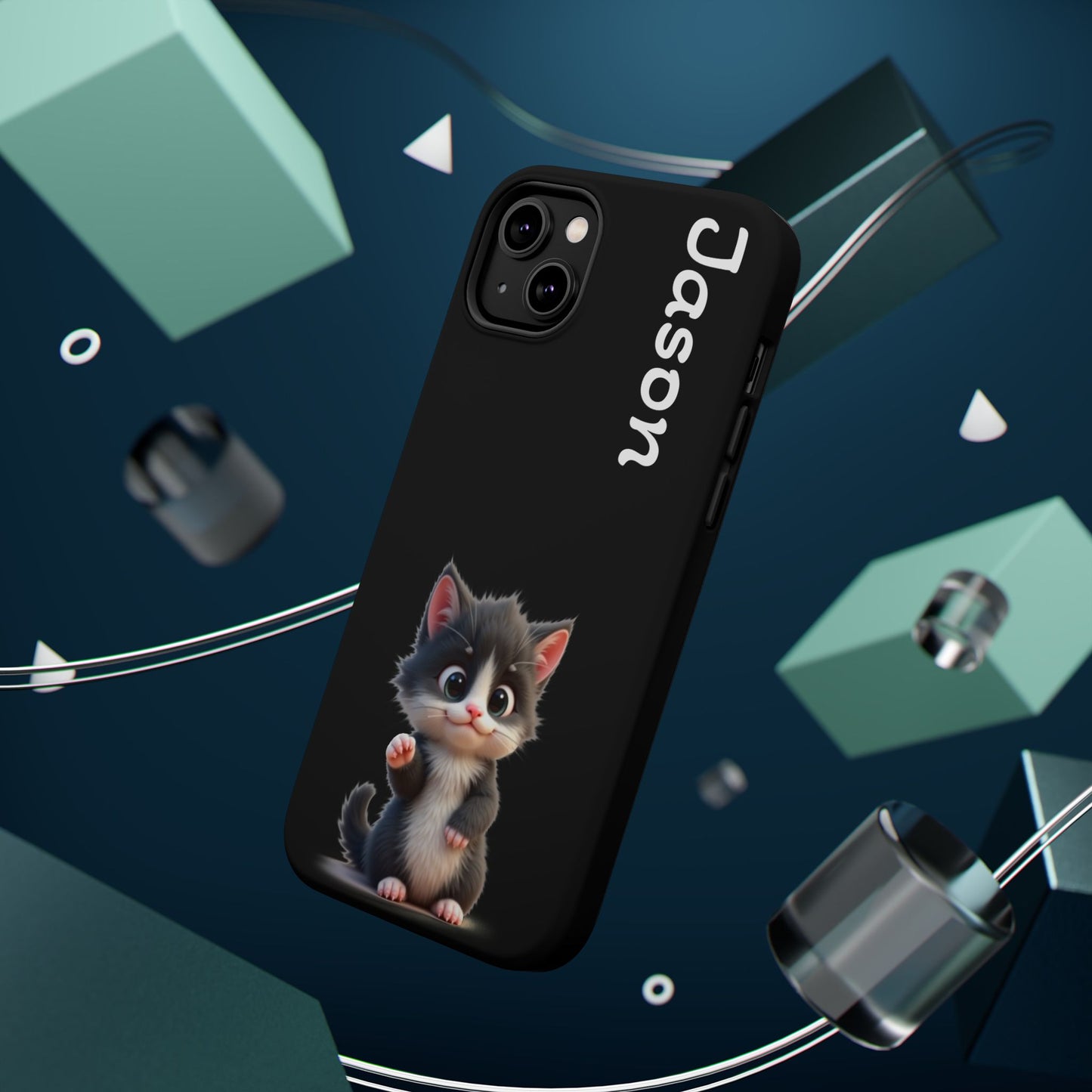 Personalized Kitten Phone Case - Custom Name Cat Lover Gift | Cute Black iPhone Cases for Women & Girls